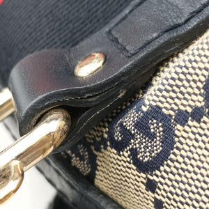 Secondhand Gucci Sherry Line navy×red×beige Canvas×Leather 269876 shoulderbag | stylenewstar