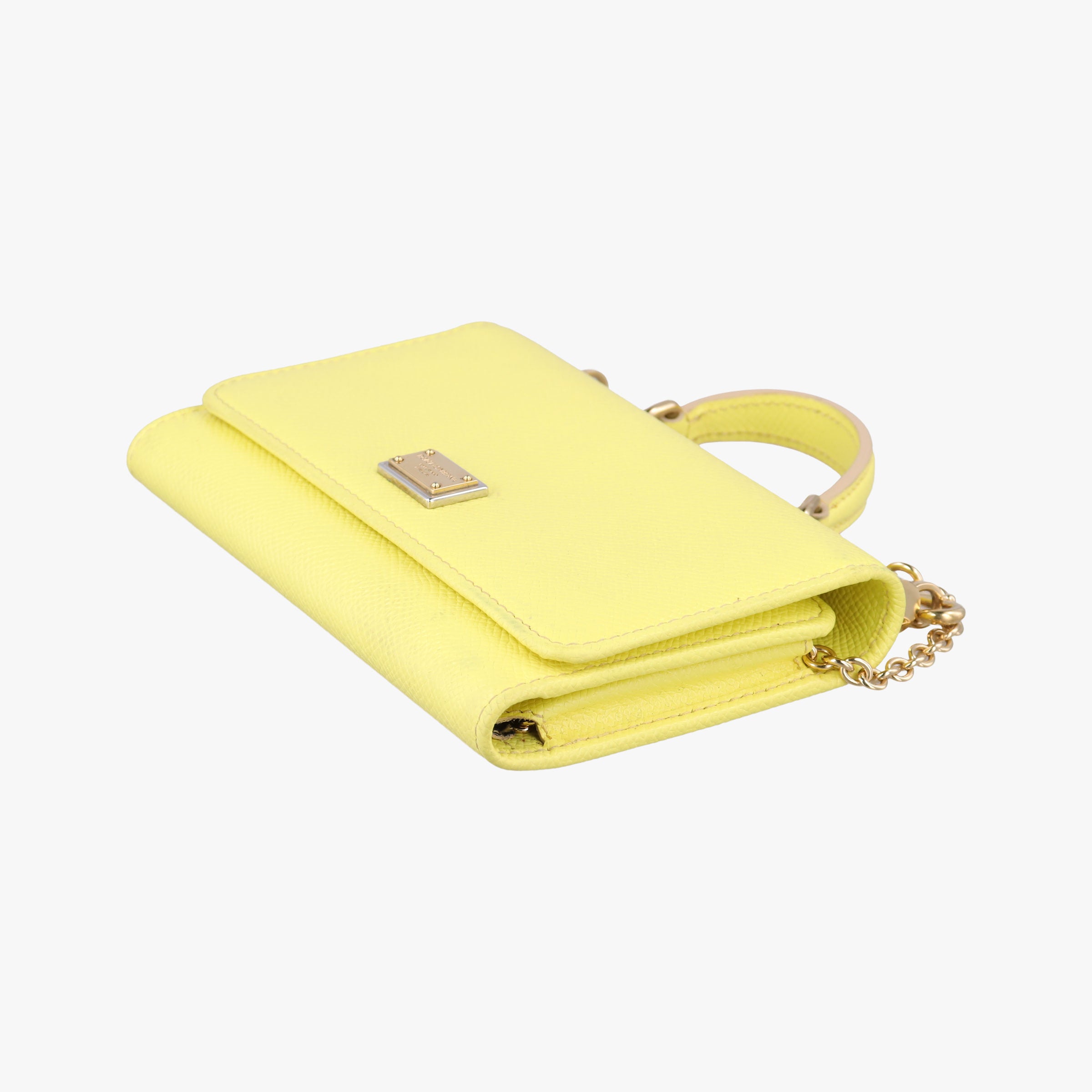 Pre-owned Dolce & Gabbana SICILY Yellow Leather  shoulderbag | stylenewstar