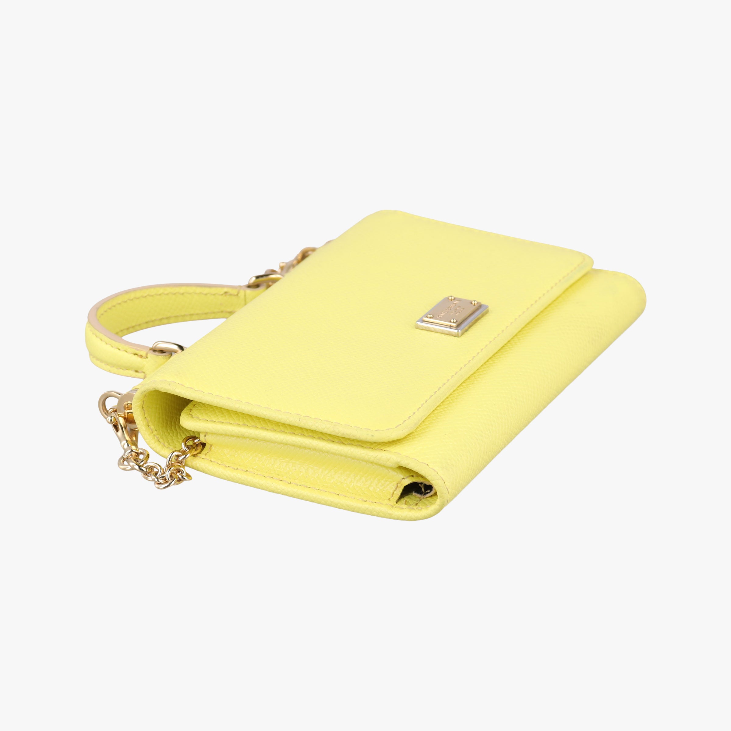 Pre-owned Dolce & Gabbana SICILY Yellow Leather  shoulderbag | stylenewstar