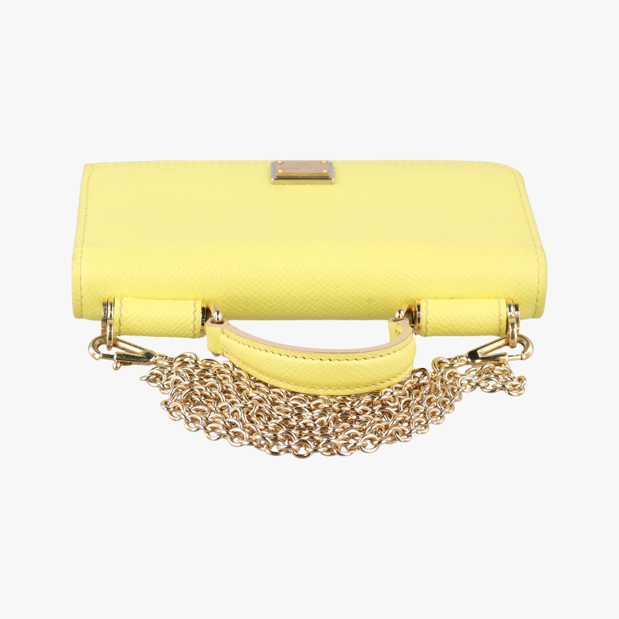 Pre-owned Dolce & Gabbana SICILY Yellow Leather  shoulderbag | stylenewstar