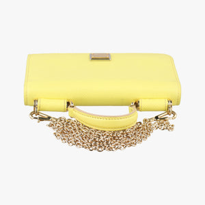 Pre-owned Dolce & Gabbana SICILY Yellow Leather  shoulderbag | stylenewstar
