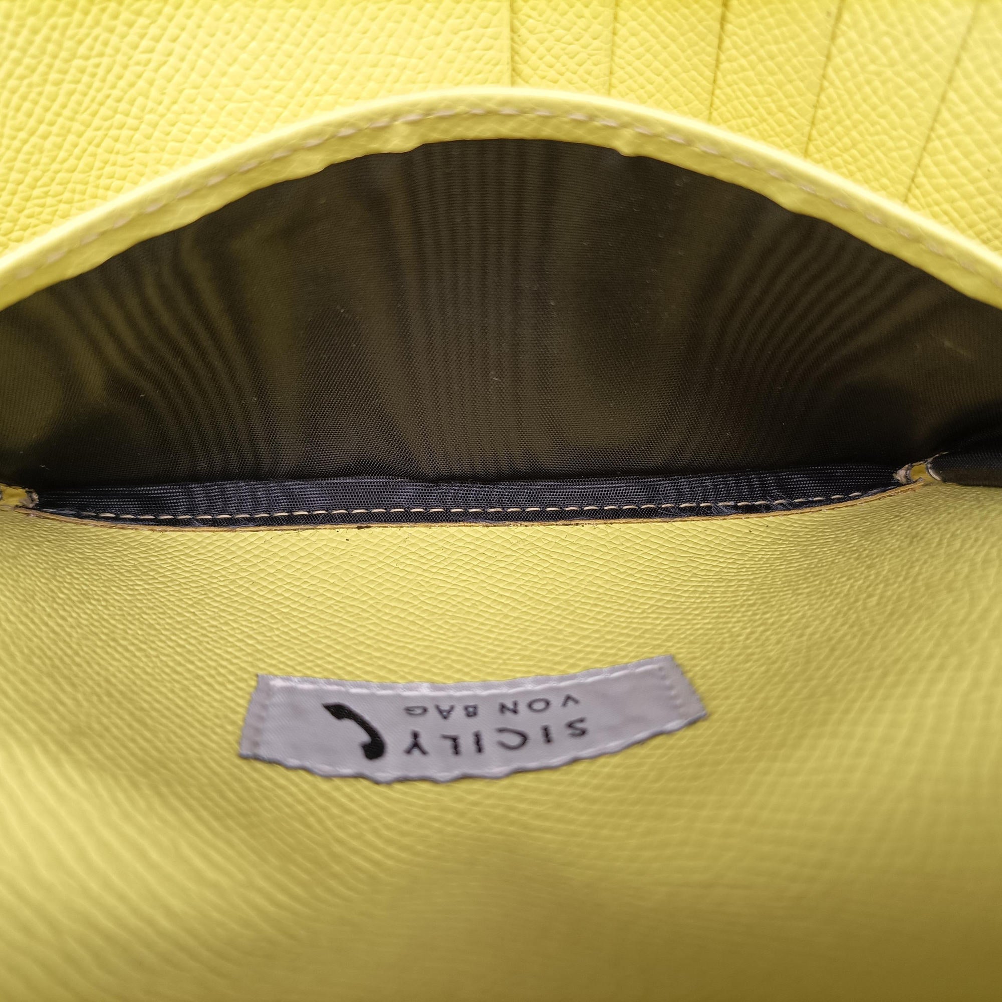 Pre-owned Dolce & Gabbana SICILY Yellow Leather  shoulderbag | stylenewstar