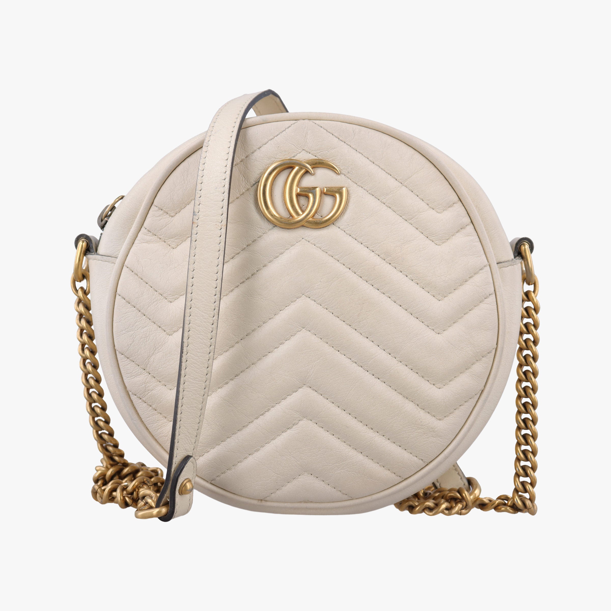 Pre-owned Gucci GG Marmont White Leather 550154 shoulderbag | stylenewstar