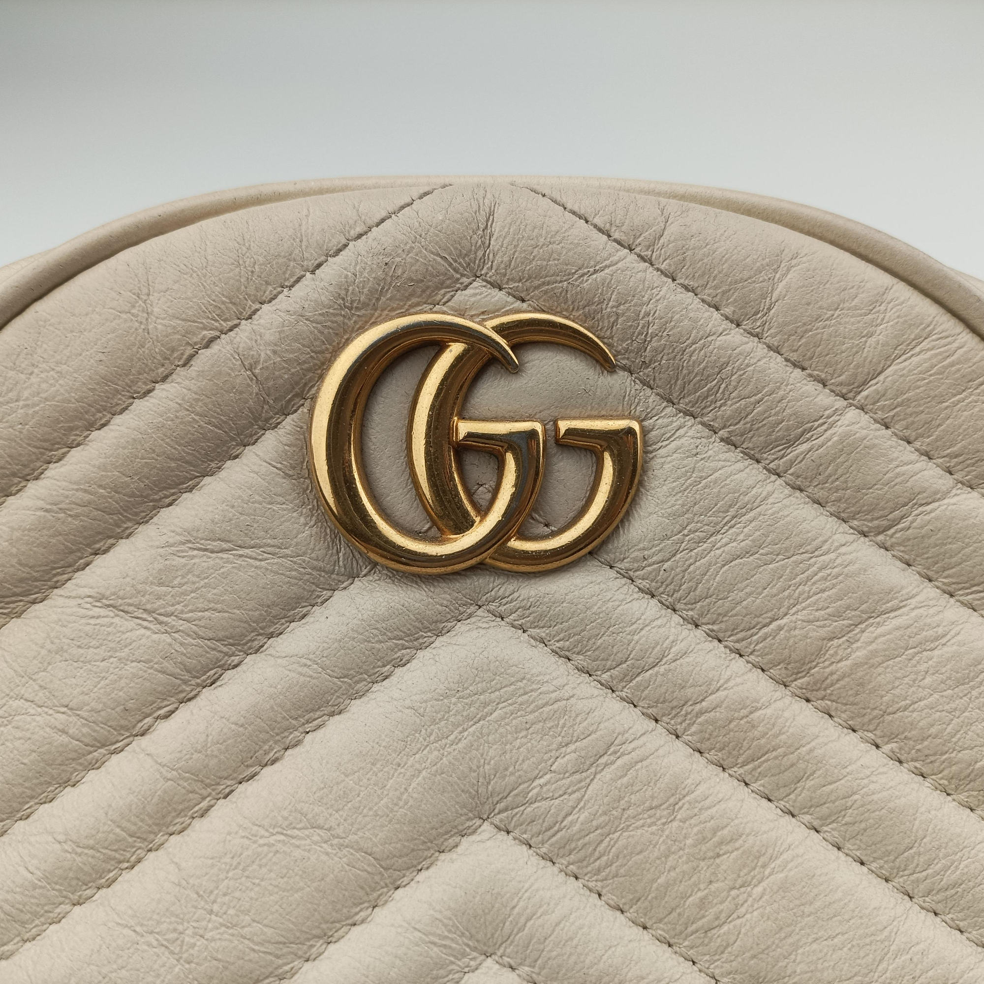 Pre-owned Gucci GG Marmont White Leather 550154 shoulderbag | stylenewstar