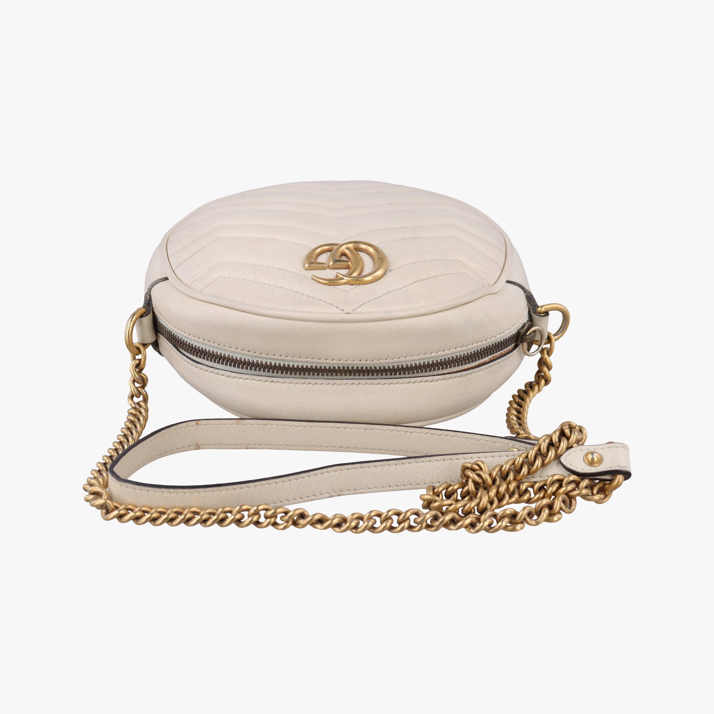 Pre-owned Gucci GG Marmont White Leather 550154 shoulderbag | stylenewstar