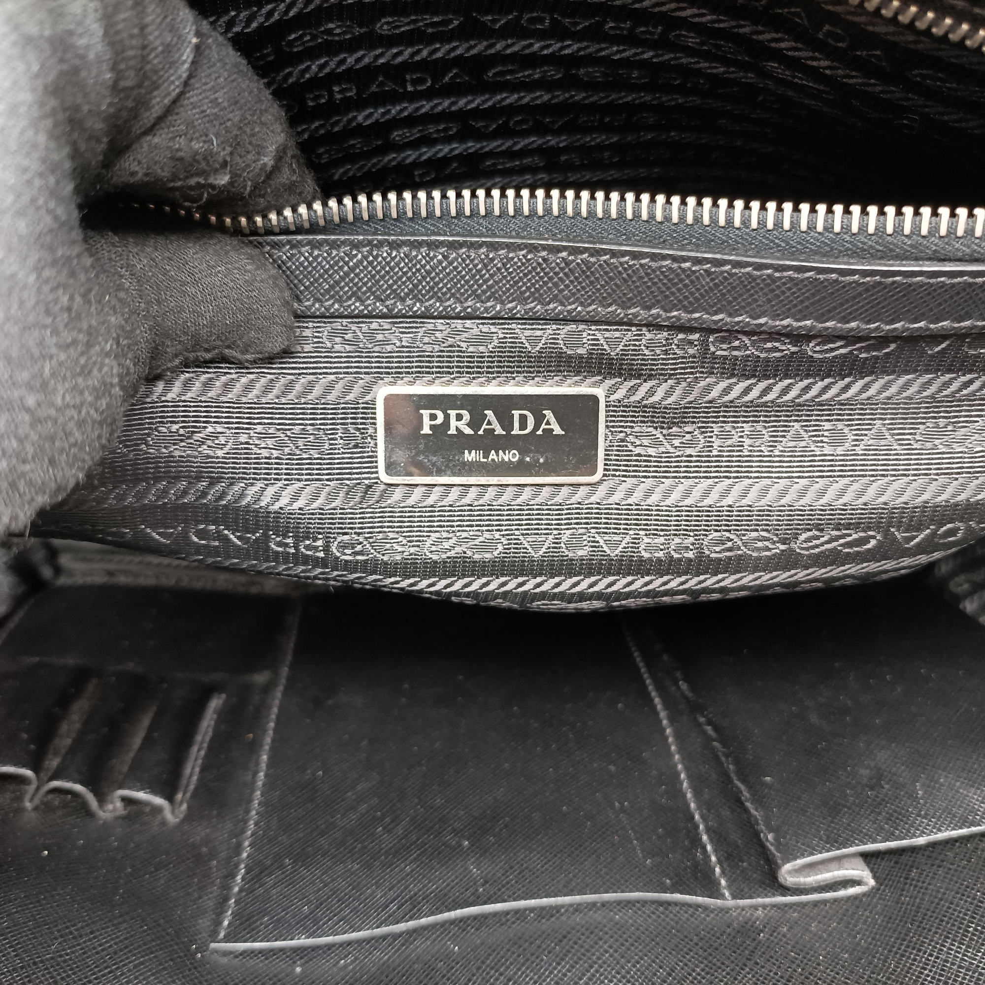 Pre-owned Prada business bag briefcase Black SAFFIANO Leather 2VE363 handbag | stylenewstar