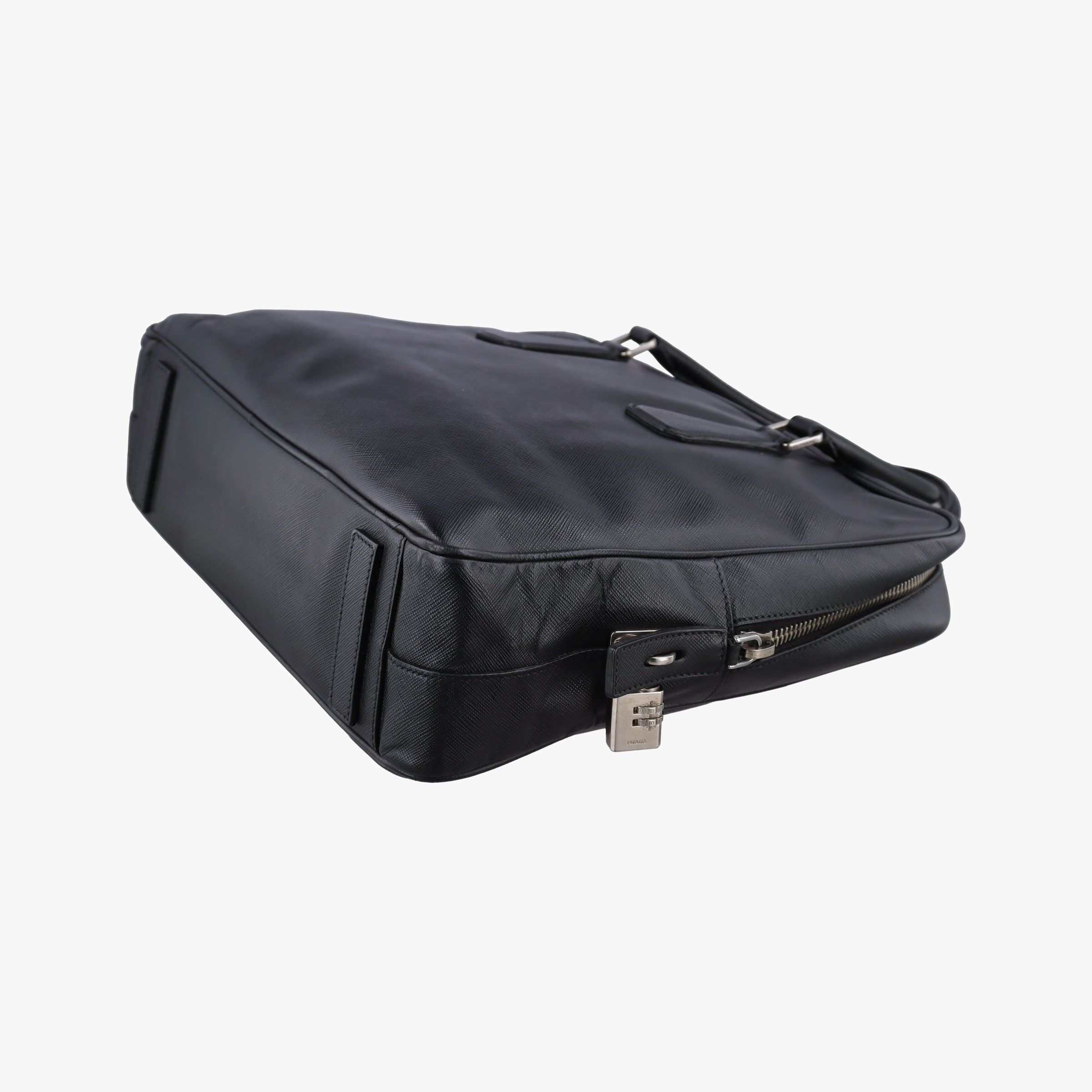 Pre-owned Prada business bag briefcase Black SAFFIANO Leather 2VE363 handbag | stylenewstar