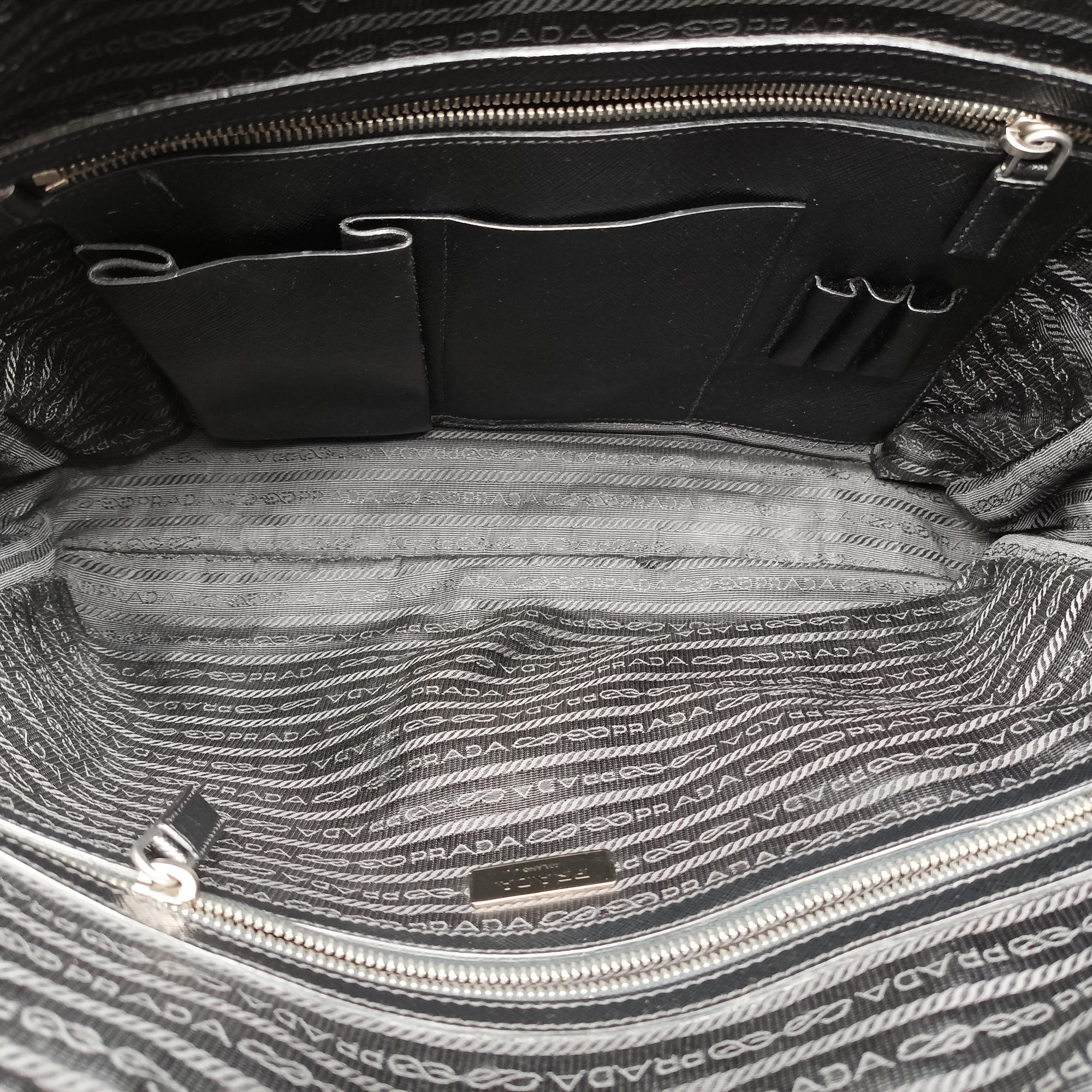 Pre-owned Prada business bag briefcase Black SAFFIANO Leather 2VE363 handbag | stylenewstar