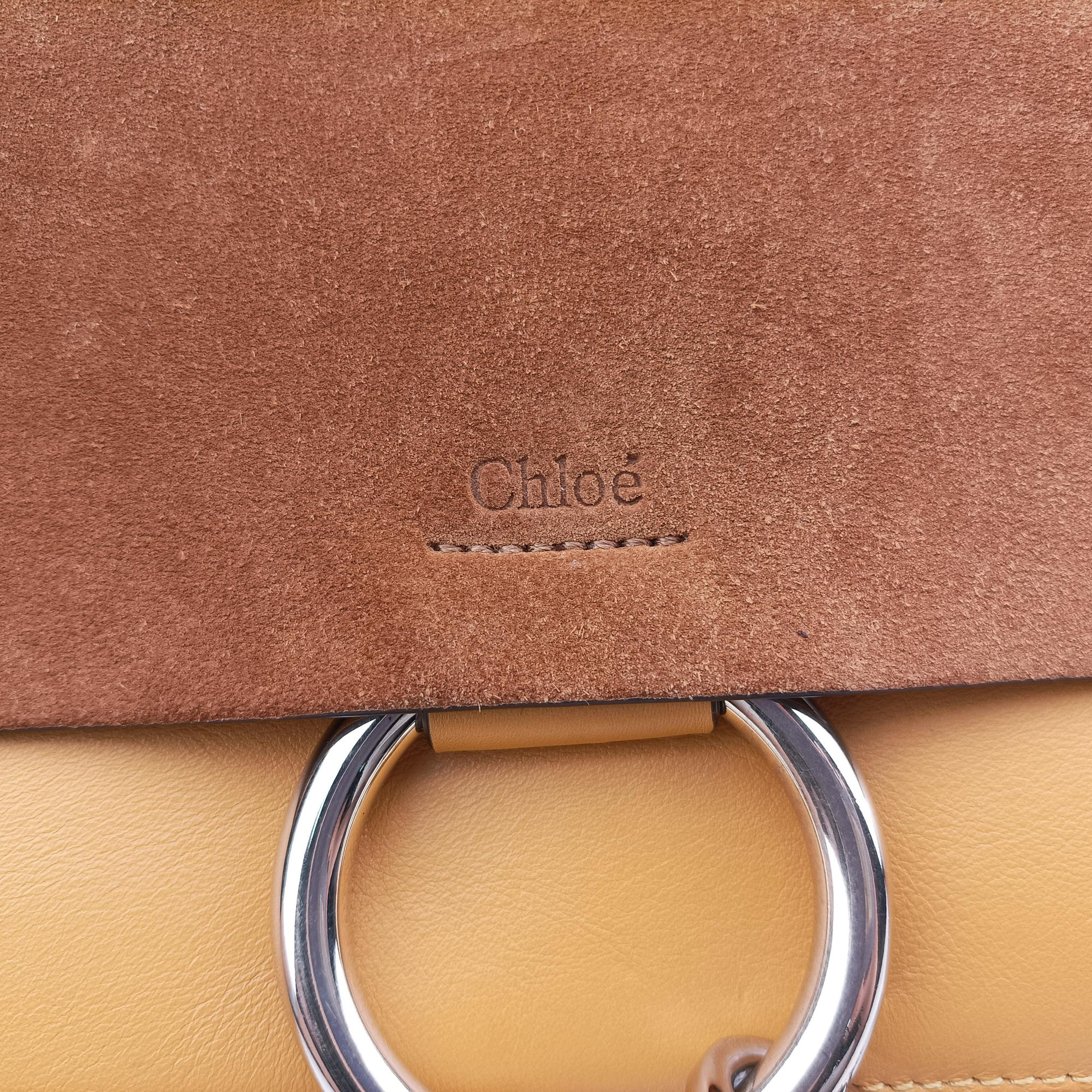 Pre-owned Chloe FAYE Brown × Yellow Suede × leather  shoulderbag | stylenewstar