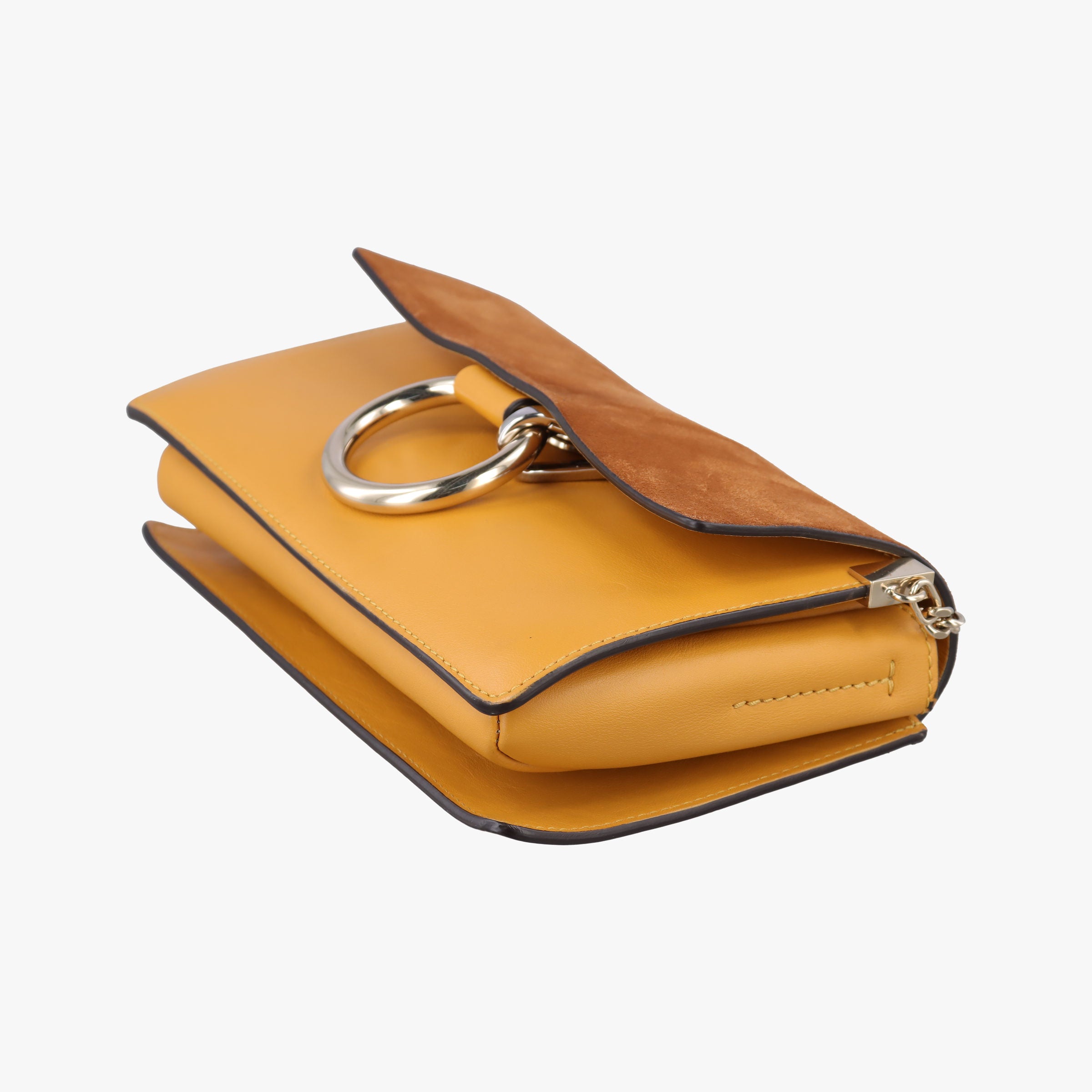 Pre-owned Chloe FAYE Brown × Yellow Suede × leather  shoulderbag | stylenewstar