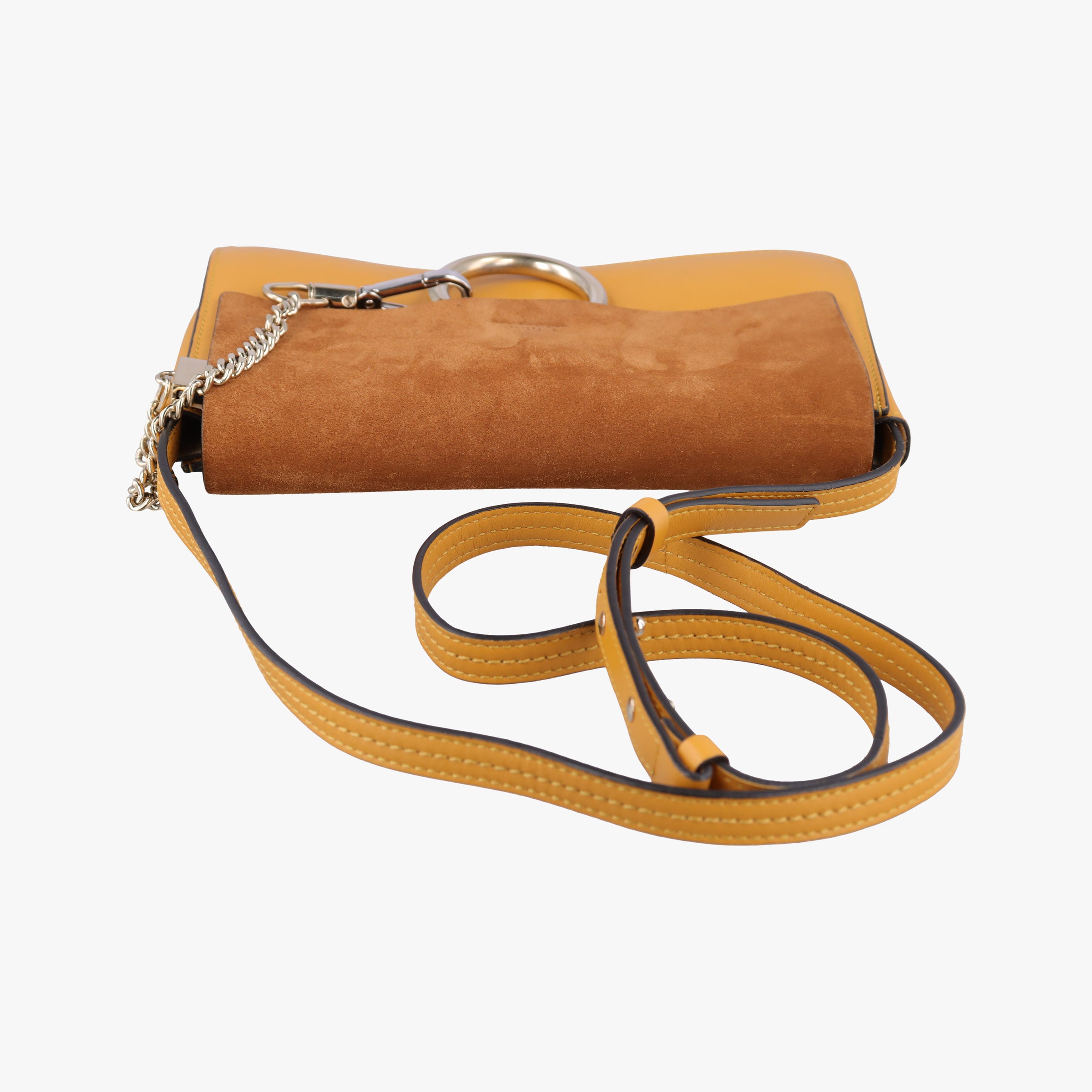 Pre-owned Chloe FAYE Brown × Yellow Suede × leather  shoulderbag | stylenewstar