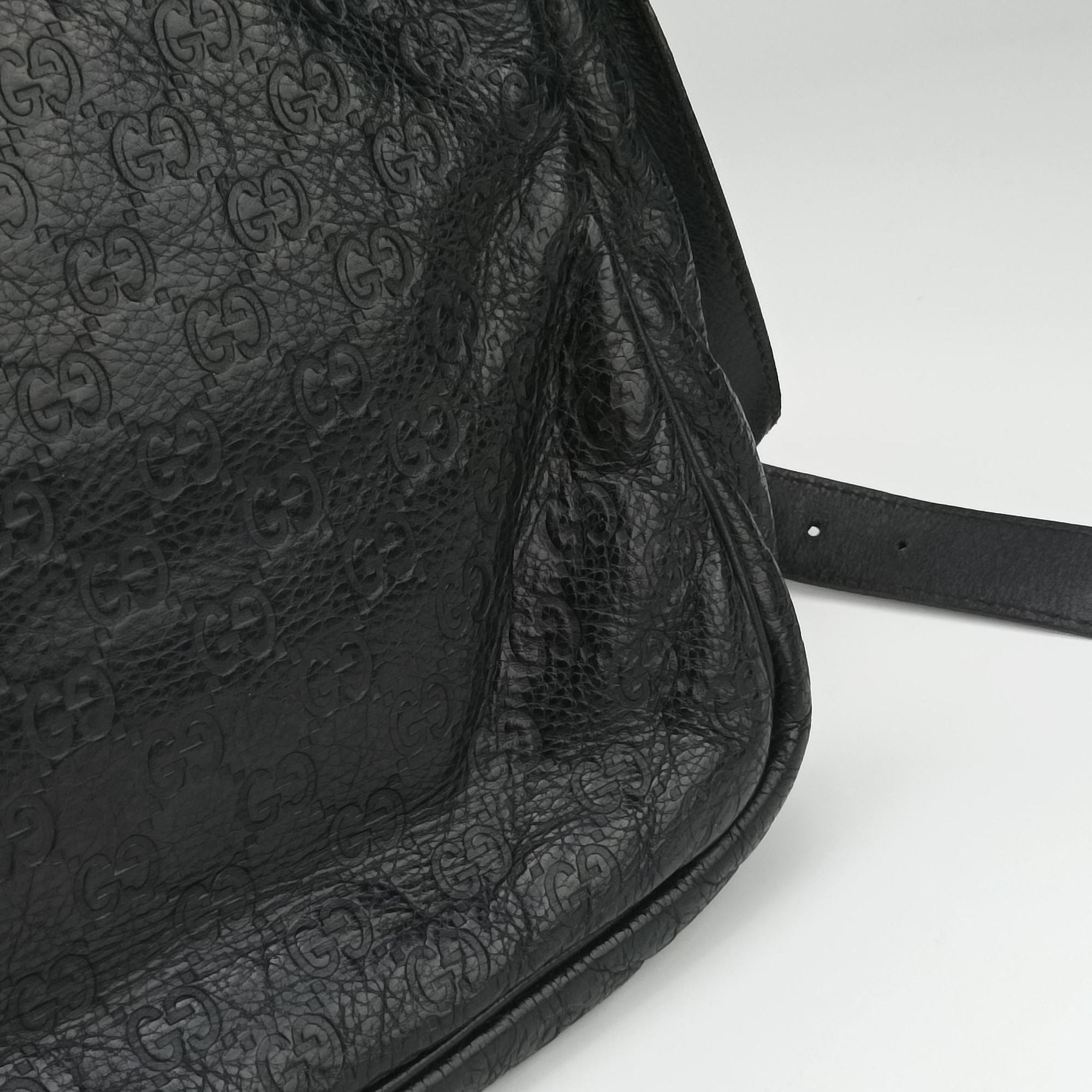 Pre-owned Gucci GG Imprime Messenger Black Leather 201448 shoulderbag | stylenewstar