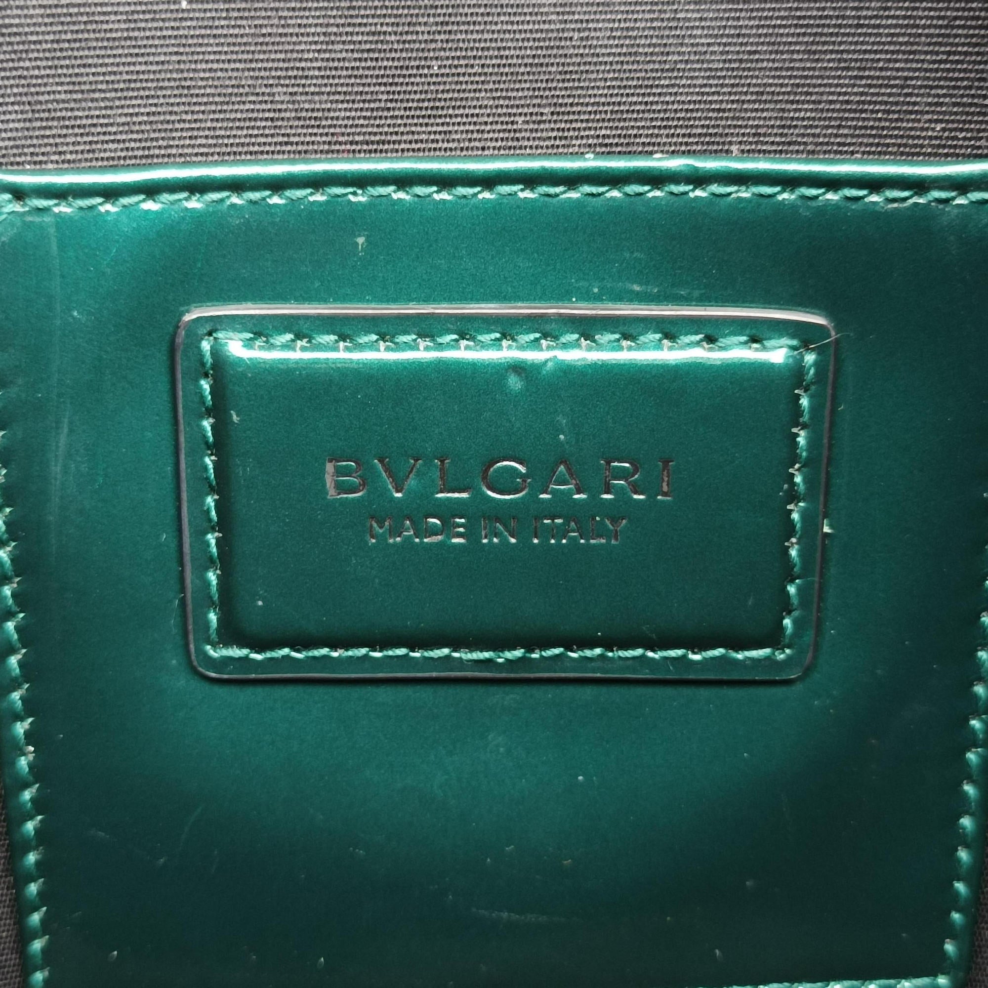 Pre-owned Bvlgari SERPENTI FOREVER Green Patent  shoulderbag | stylenewstar