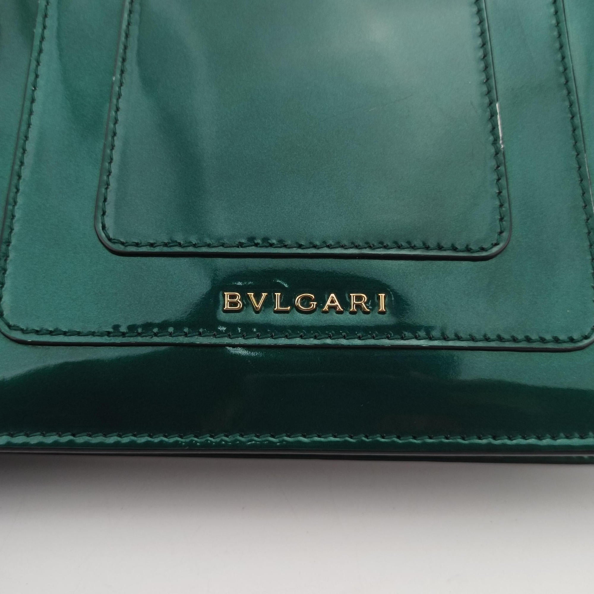 Pre-owned Bvlgari SERPENTI FOREVER Green Patent  shoulderbag | stylenewstar