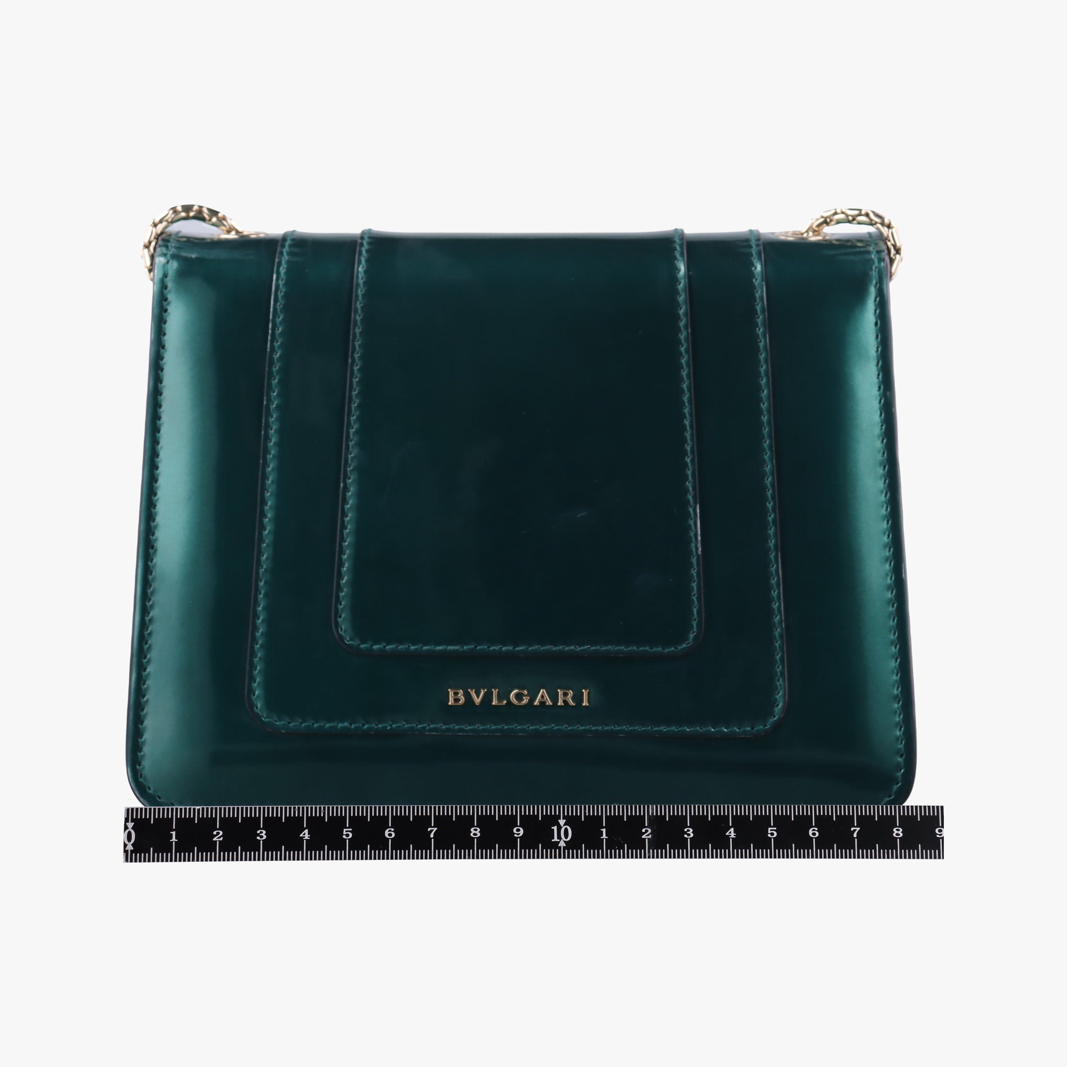 Pre-owned Bvlgari SERPENTI FOREVER Green Patent  shoulderbag | stylenewstar