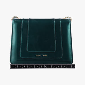 Pre-owned Bvlgari SERPENTI FOREVER Green Patent  shoulderbag | stylenewstar