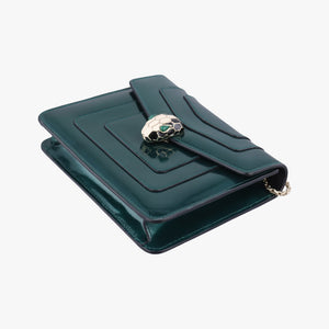 Pre-owned Bvlgari SERPENTI FOREVER Green Patent  shoulderbag | stylenewstar