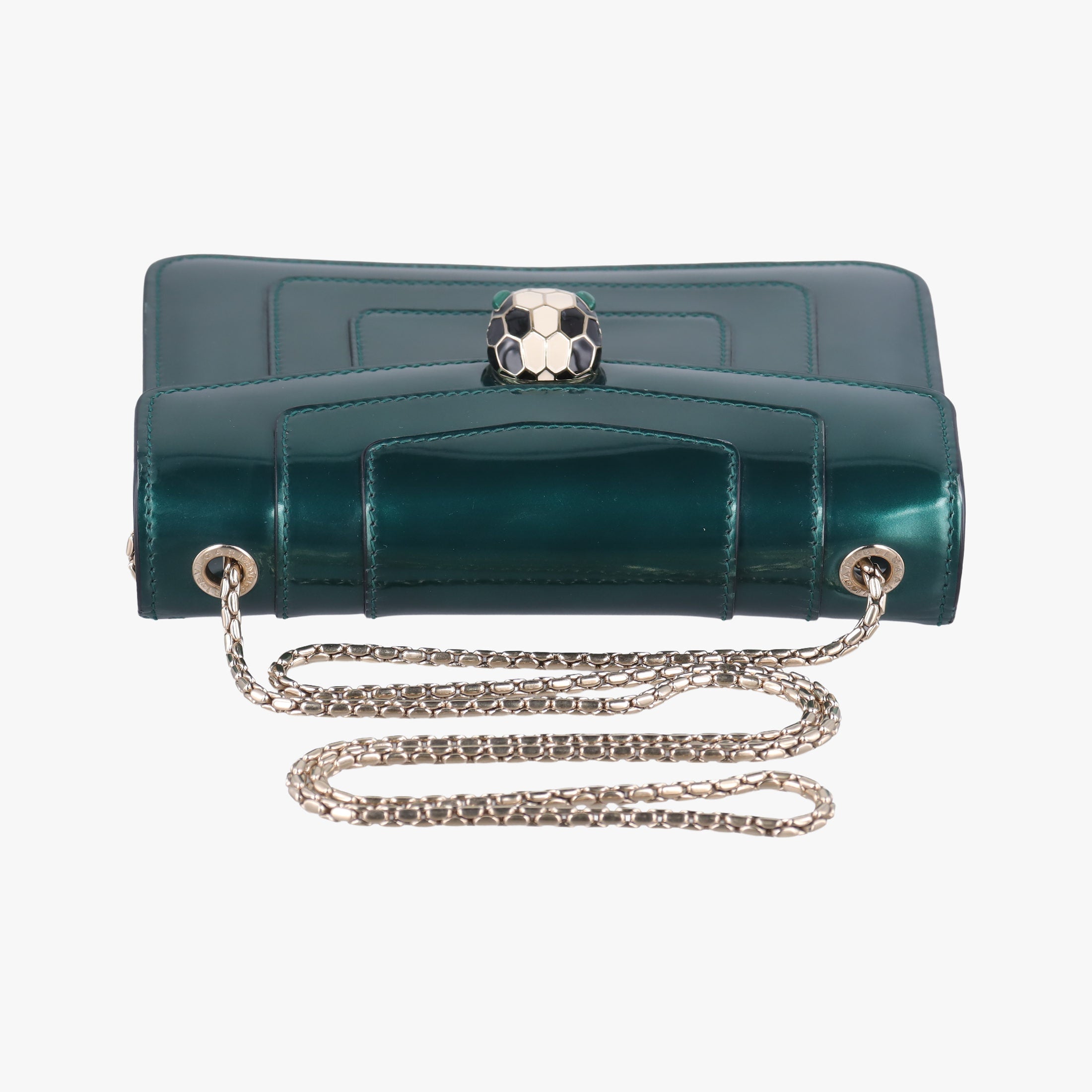 Pre-owned Bvlgari SERPENTI FOREVER Green Patent  shoulderbag | stylenewstar
