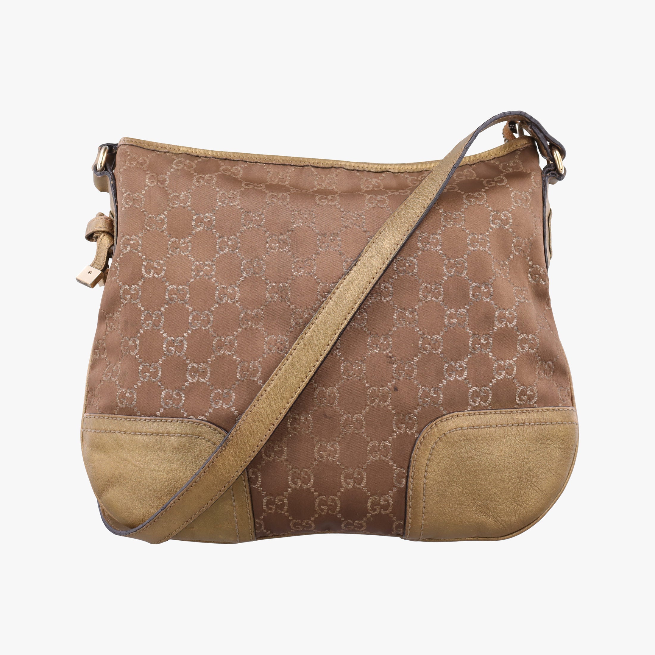 Pre-owned Gucci Princy Golden×Brown canvas×leather 204939 shoulderbag | stylenewstar