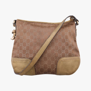 Pre-owned Gucci Princy Golden×Brown canvas×leather 204939 shoulderbag | stylenewstar