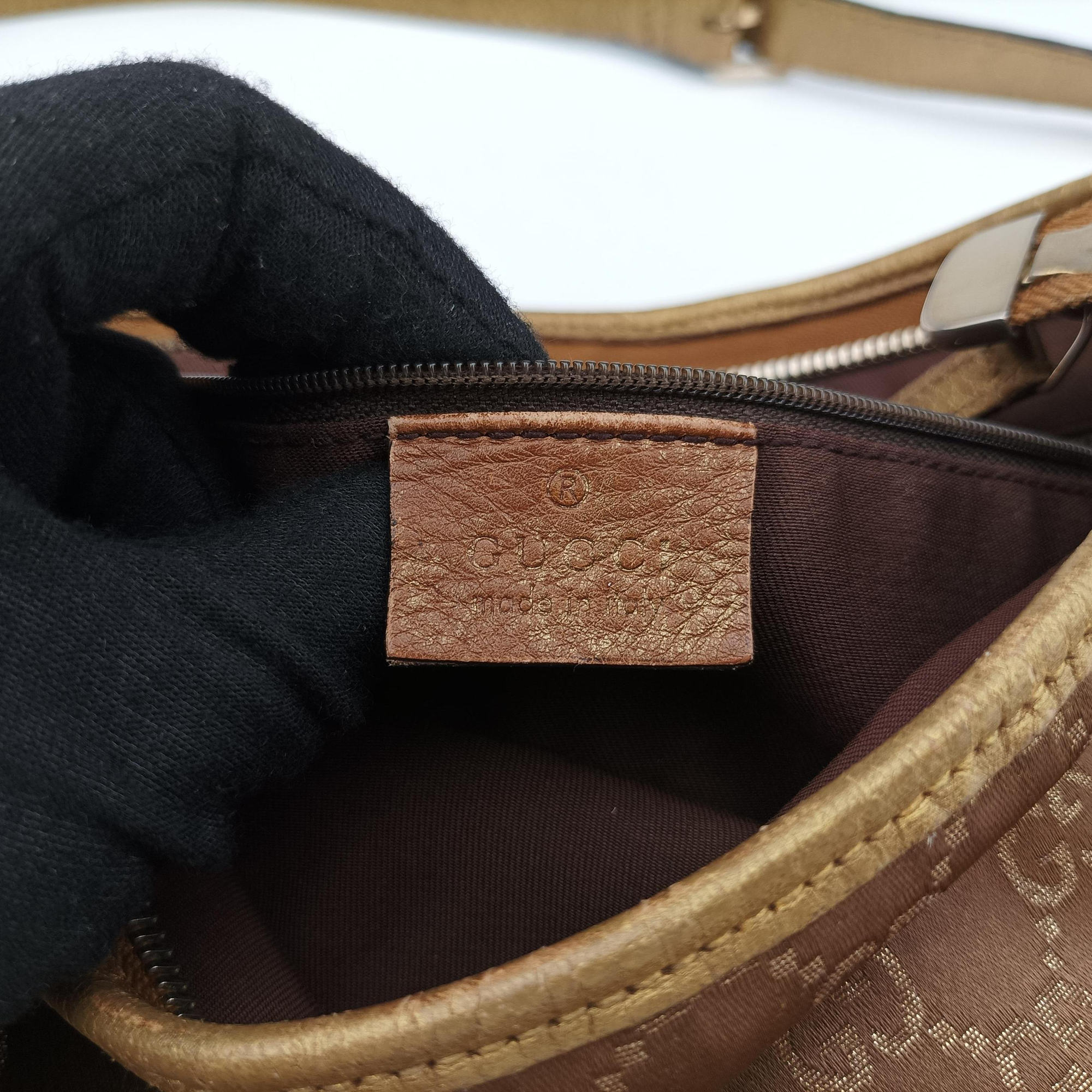 Pre-owned Gucci Princy Golden×Brown canvas×leather 204939 shoulderbag | stylenewstar
