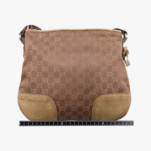 Pre-owned Gucci Princy Golden×Brown canvas×leather 204939 shoulderbag | stylenewstar