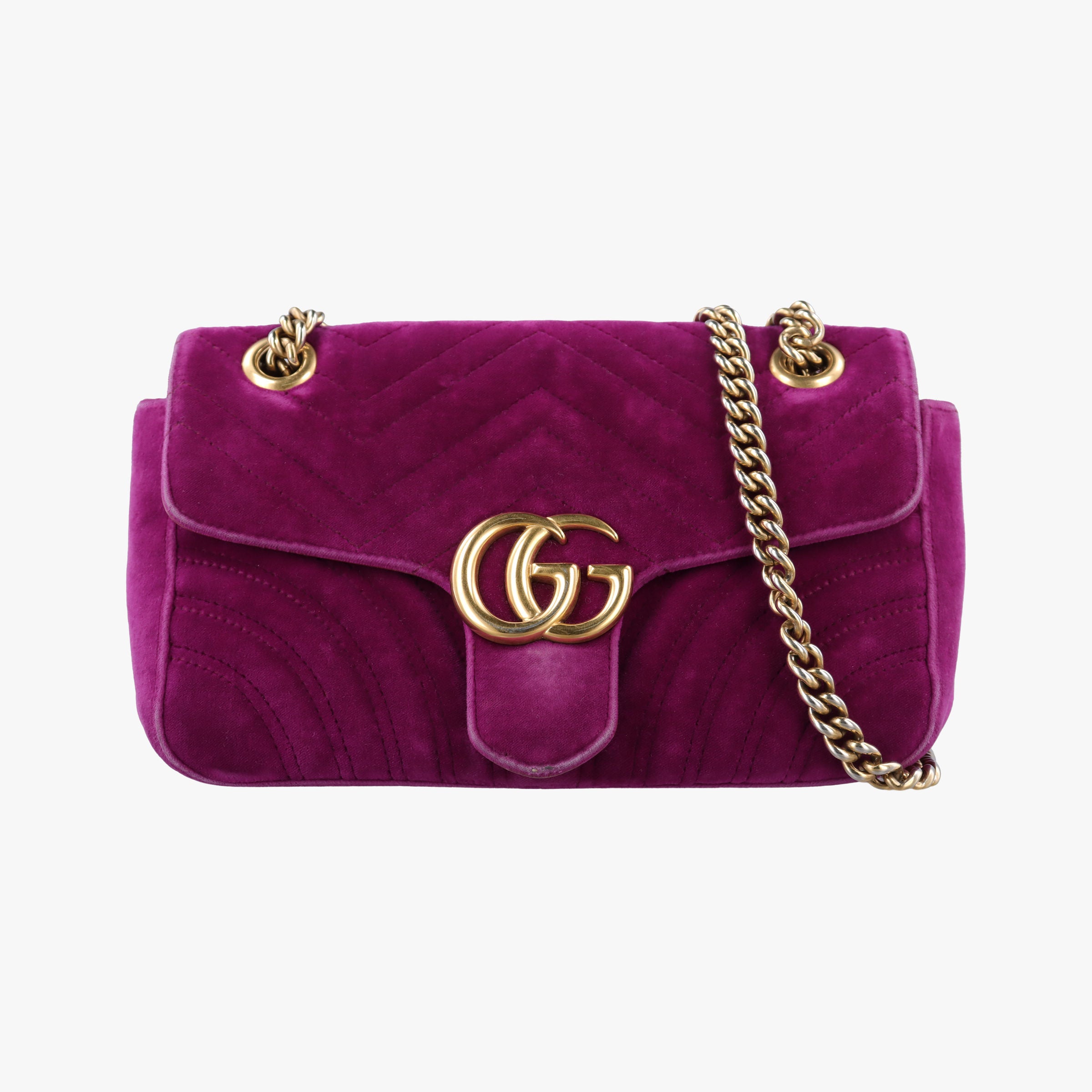 Pre-owned Gucci GG Marmont Purple velour 443497 shoulderbag | stylenewstar