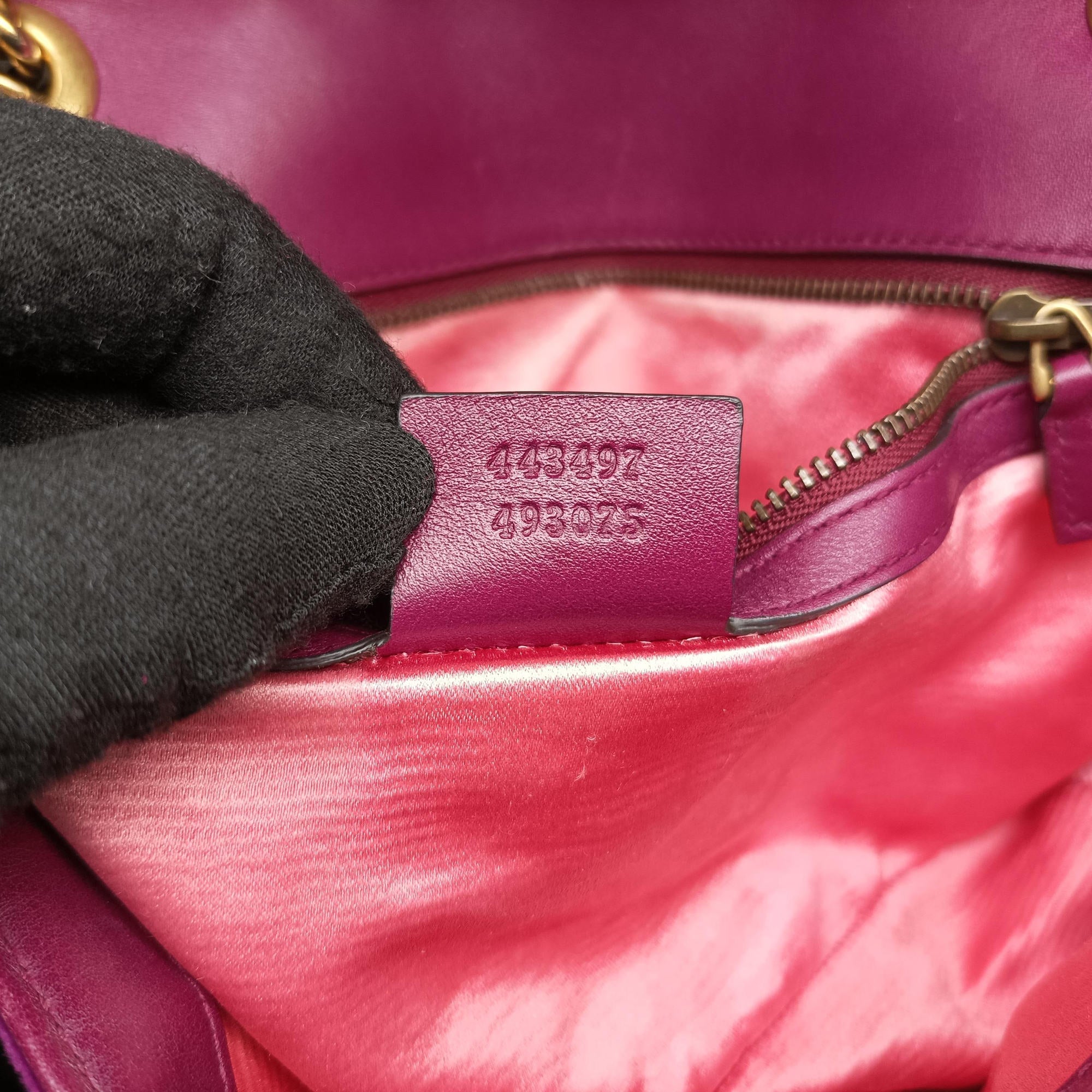 Pre-owned Gucci GG Marmont Purple velour 443497 shoulderbag | stylenewstar