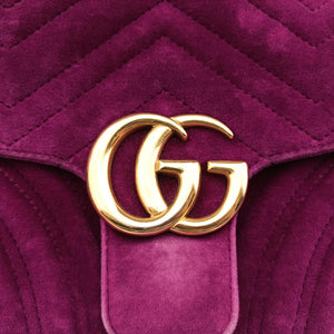 Pre-owned Gucci GG Marmont Purple velour 443497 shoulderbag | stylenewstar