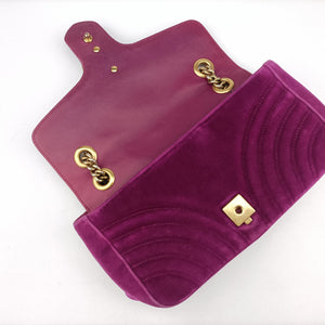 Pre-owned Gucci GG Marmont Purple velour 443497 shoulderbag | stylenewstar
