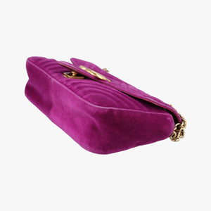Pre-owned Gucci GG Marmont Purple velour 443497 shoulderbag | stylenewstar