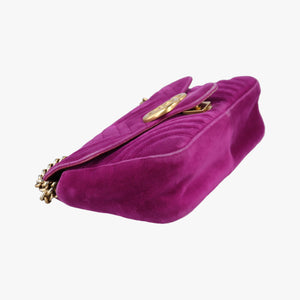 Pre-owned Gucci GG Marmont Purple velour 443497 shoulderbag | stylenewstar