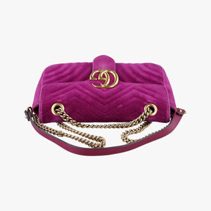Pre-owned Gucci GG Marmont Purple velour 443497 shoulderbag | stylenewstar