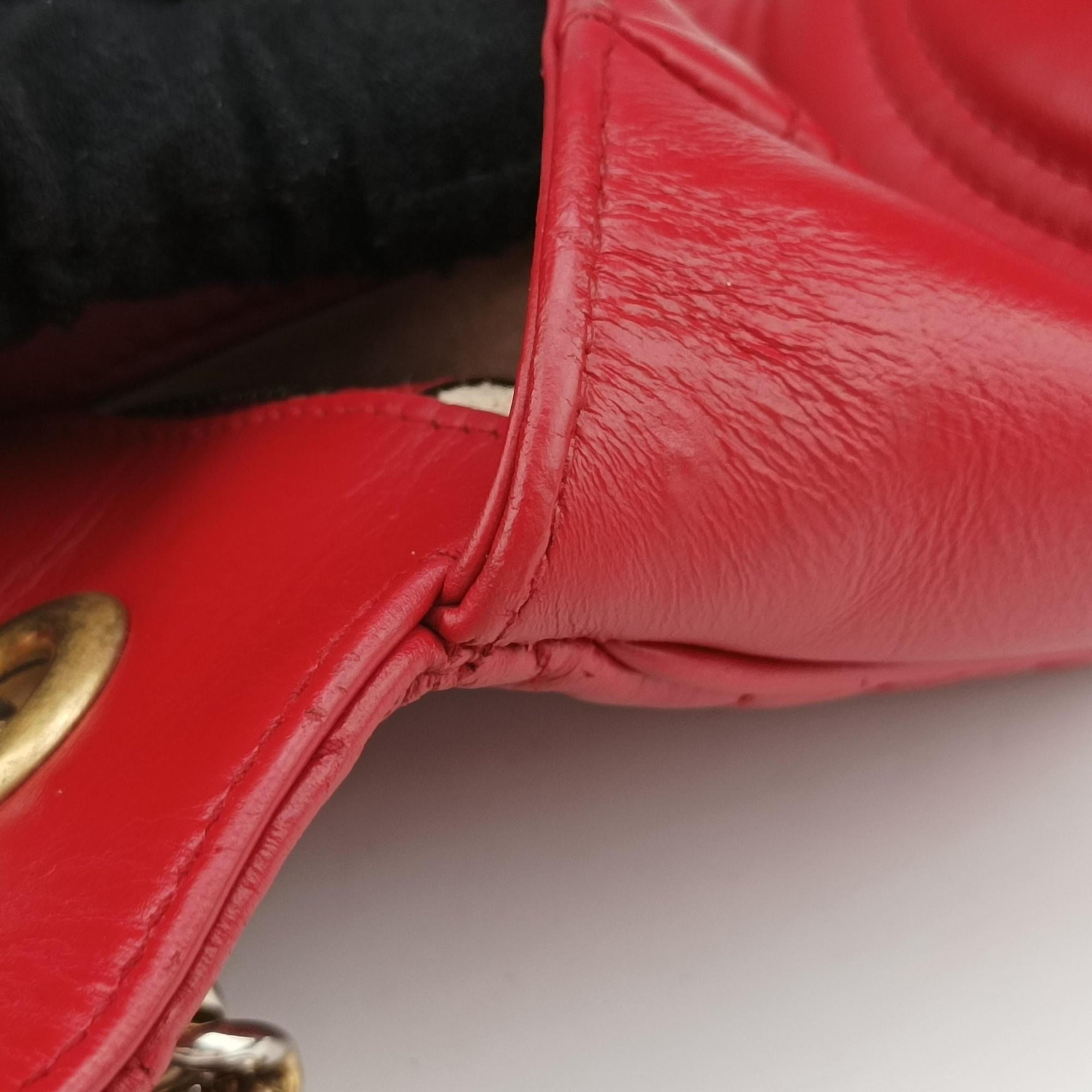 Pre-owned Gucci GG Marmont Red Leather 443497 shoulderbag | stylenewstar