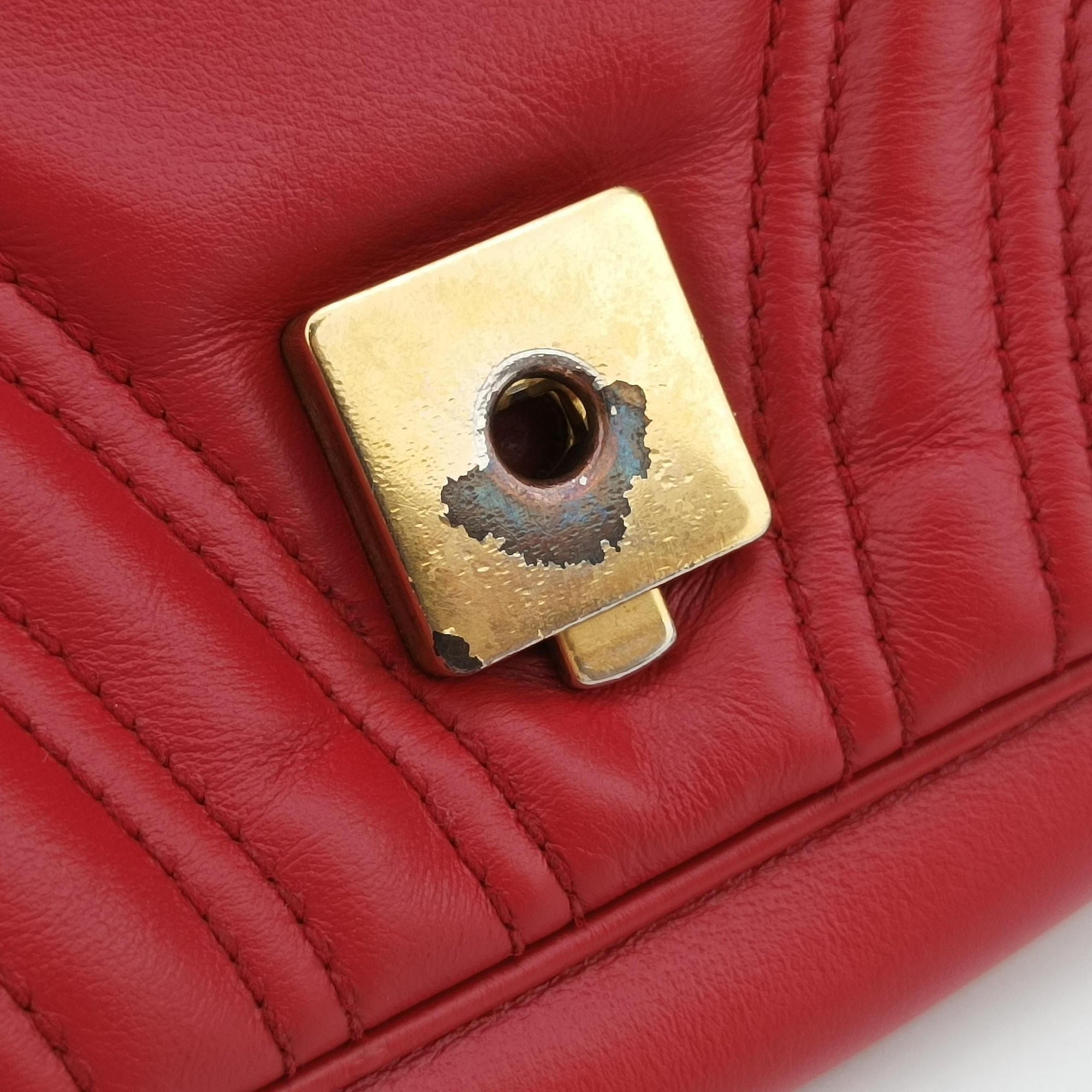 Pre-owned Gucci GG Marmont Red Leather 443497 shoulderbag | stylenewstar