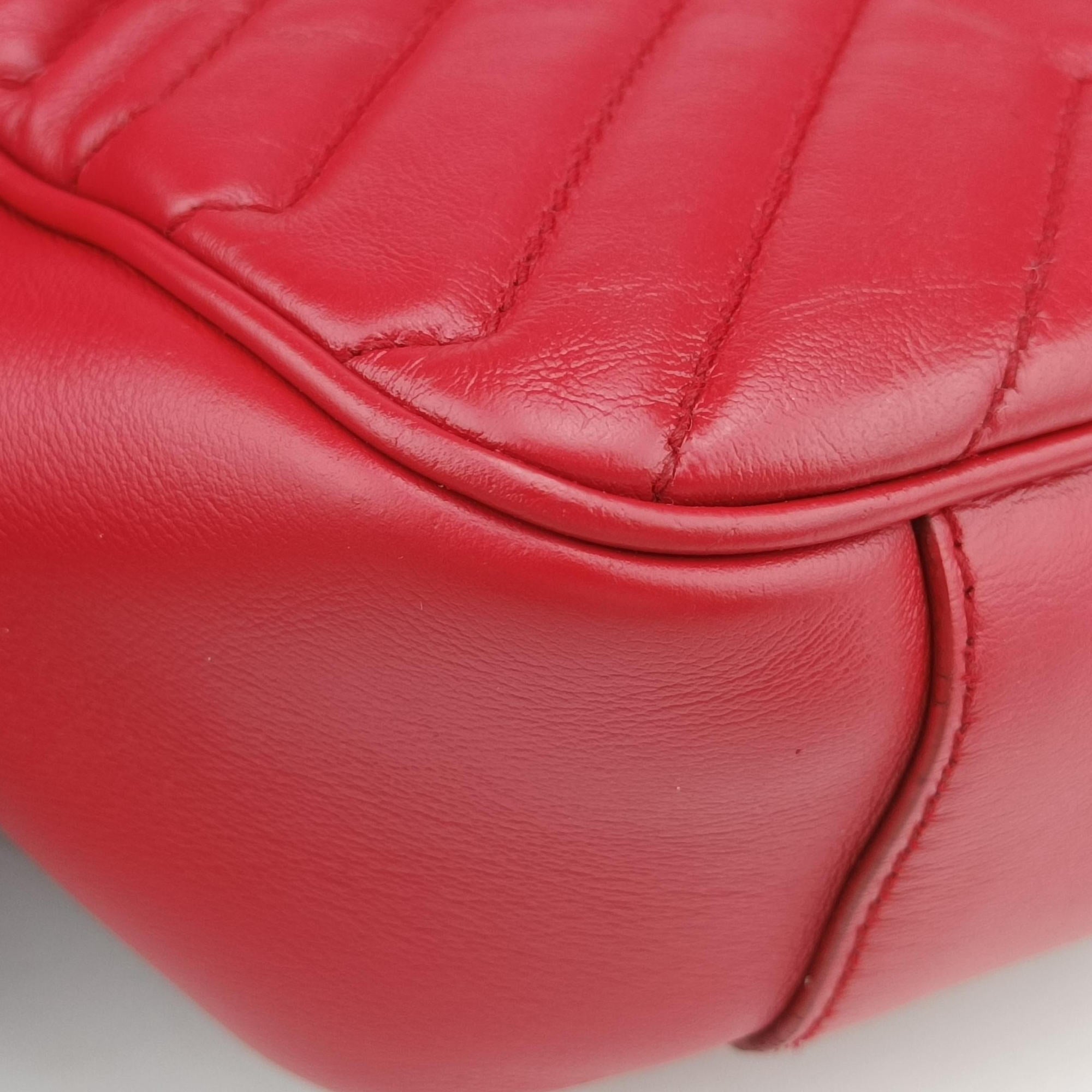Pre-owned Gucci GG Marmont Red Leather 443497 shoulderbag | stylenewstar