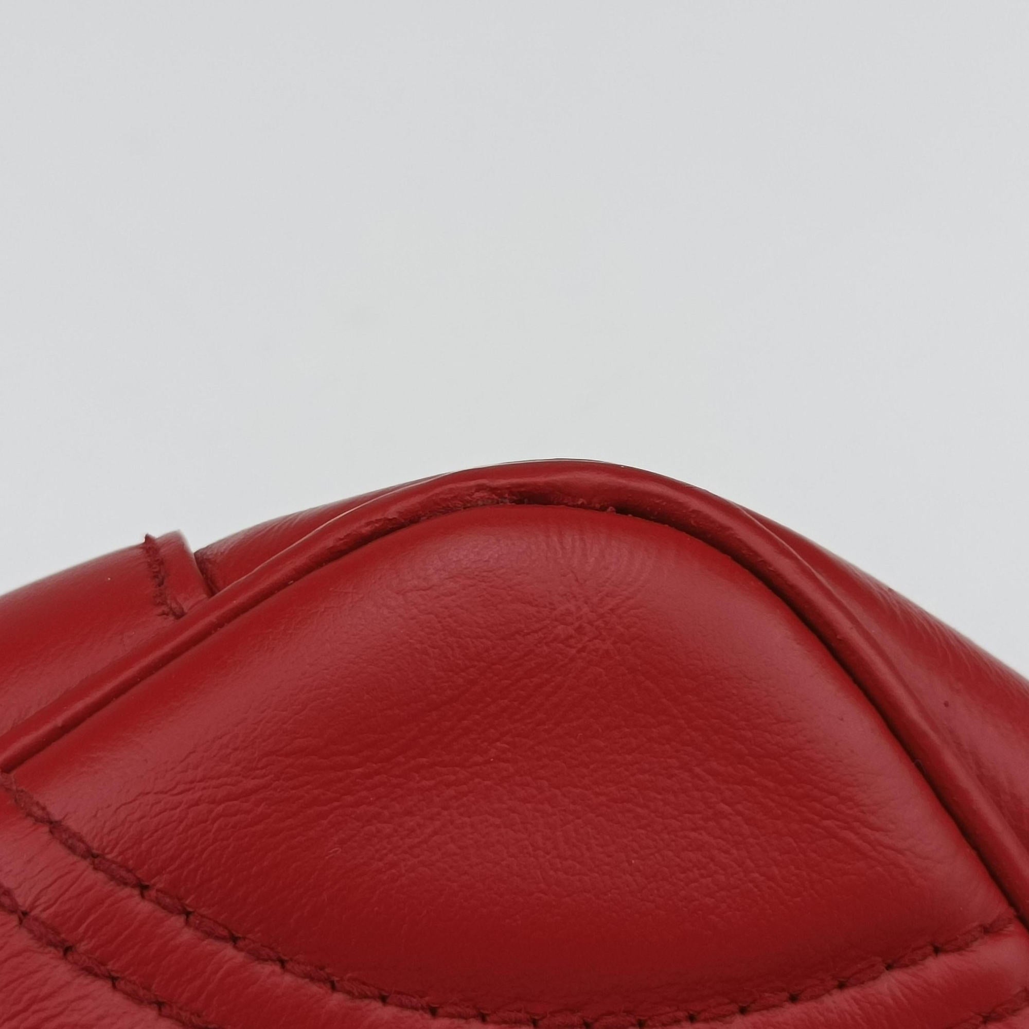 Pre-owned Gucci GG Marmont Red Leather 443497 shoulderbag | stylenewstar