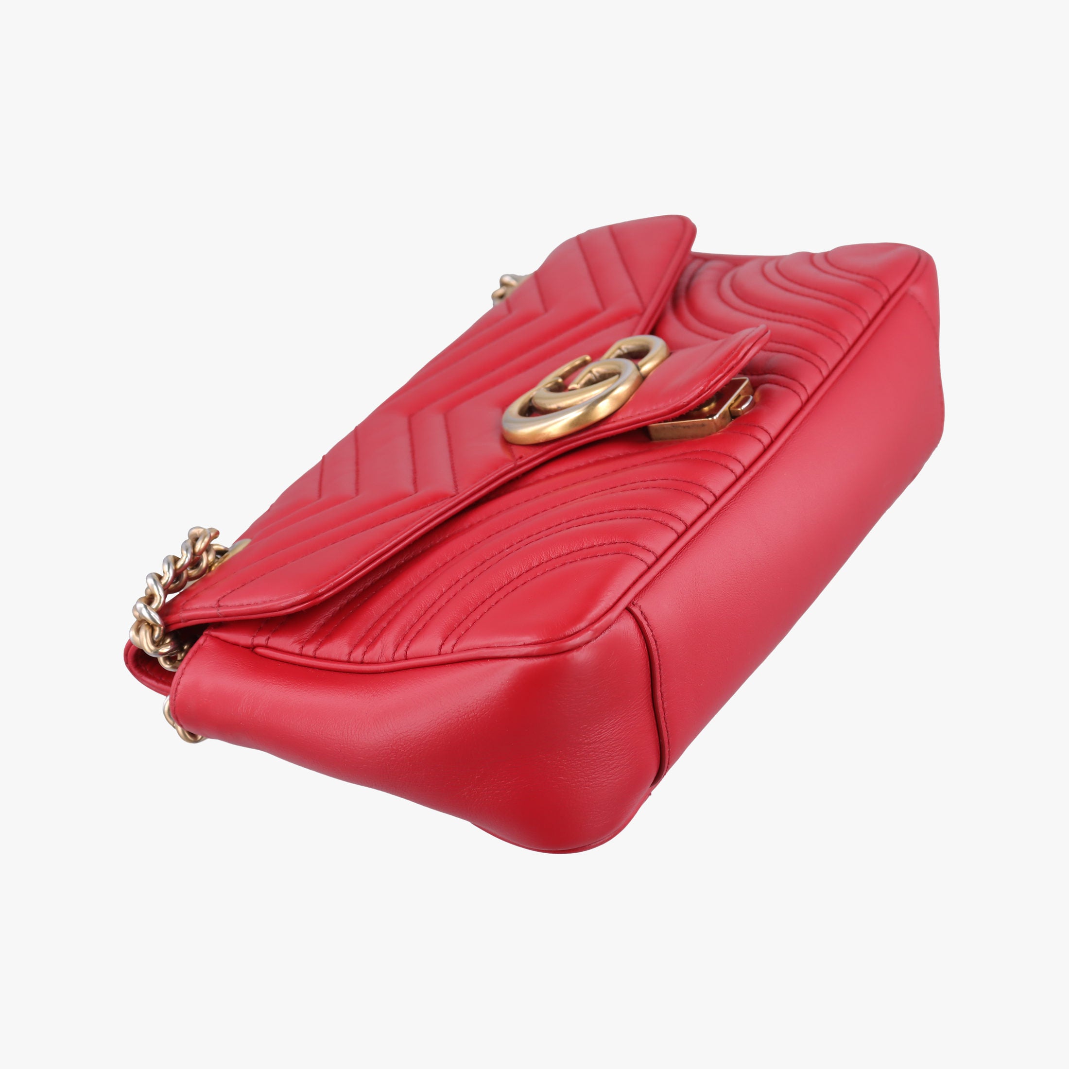 Pre-owned Gucci GG Marmont Red Leather 443497 shoulderbag | stylenewstar