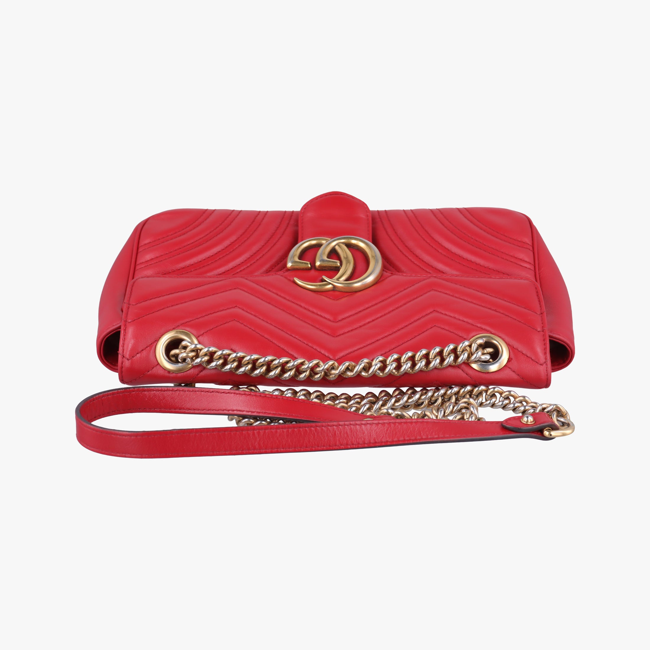 Pre-owned Gucci GG Marmont Red Leather 443497 shoulderbag | stylenewstar