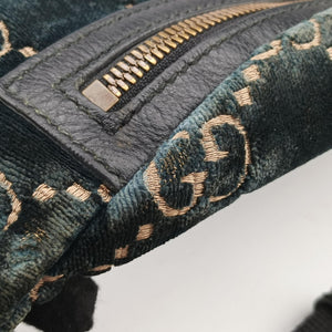 Pre-owned Gucci GG Velvet Blue Tweed × Leather 574968 bum bag/waist bag | stylenewstar