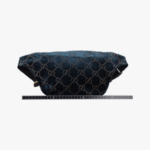 Pre-owned Gucci GG Velvet Blue Tweed × Leather 574968 bum bag/waist bag | stylenewstar