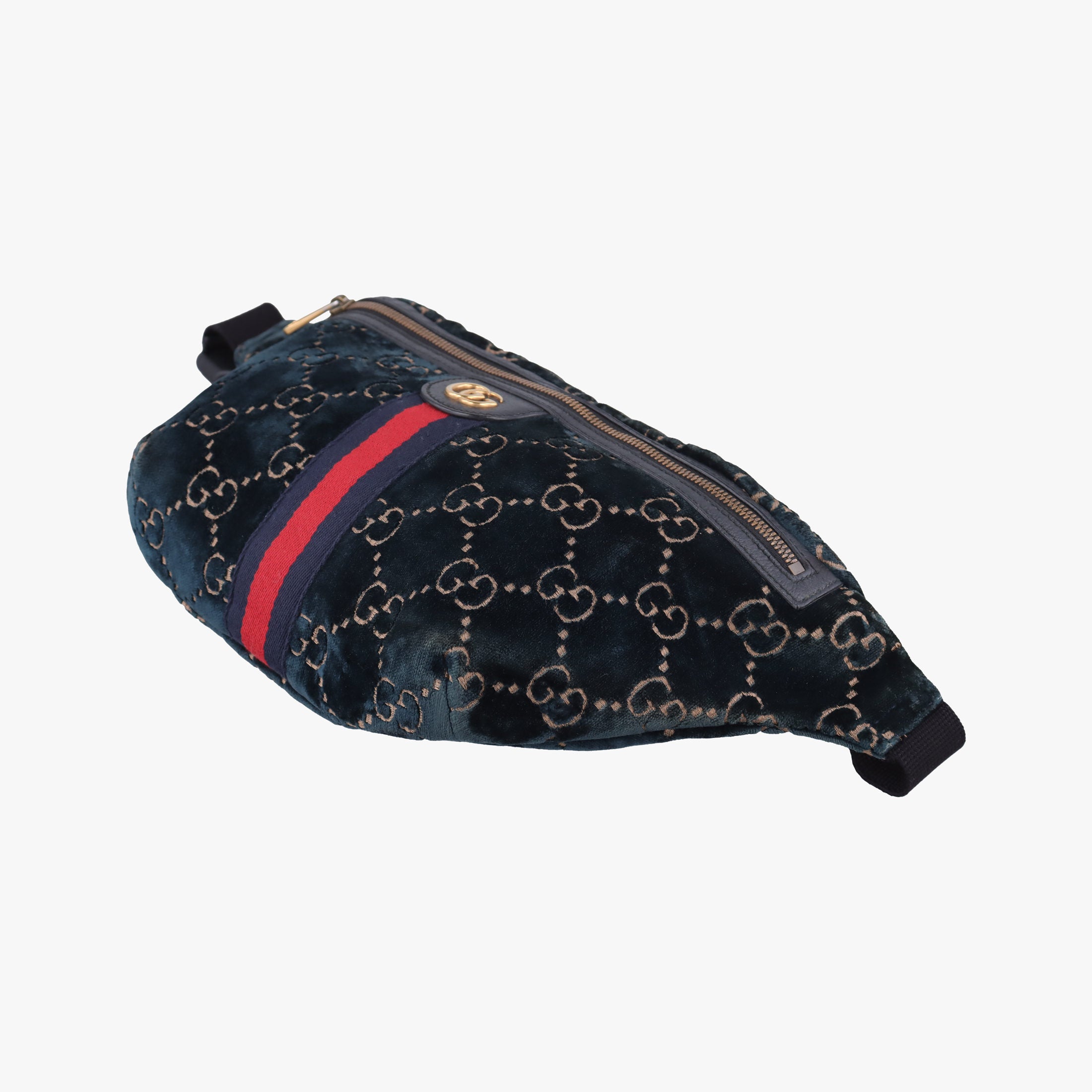 Pre-owned Gucci GG Velvet Blue Tweed × Leather 574968 bum bag/waist bag | stylenewstar