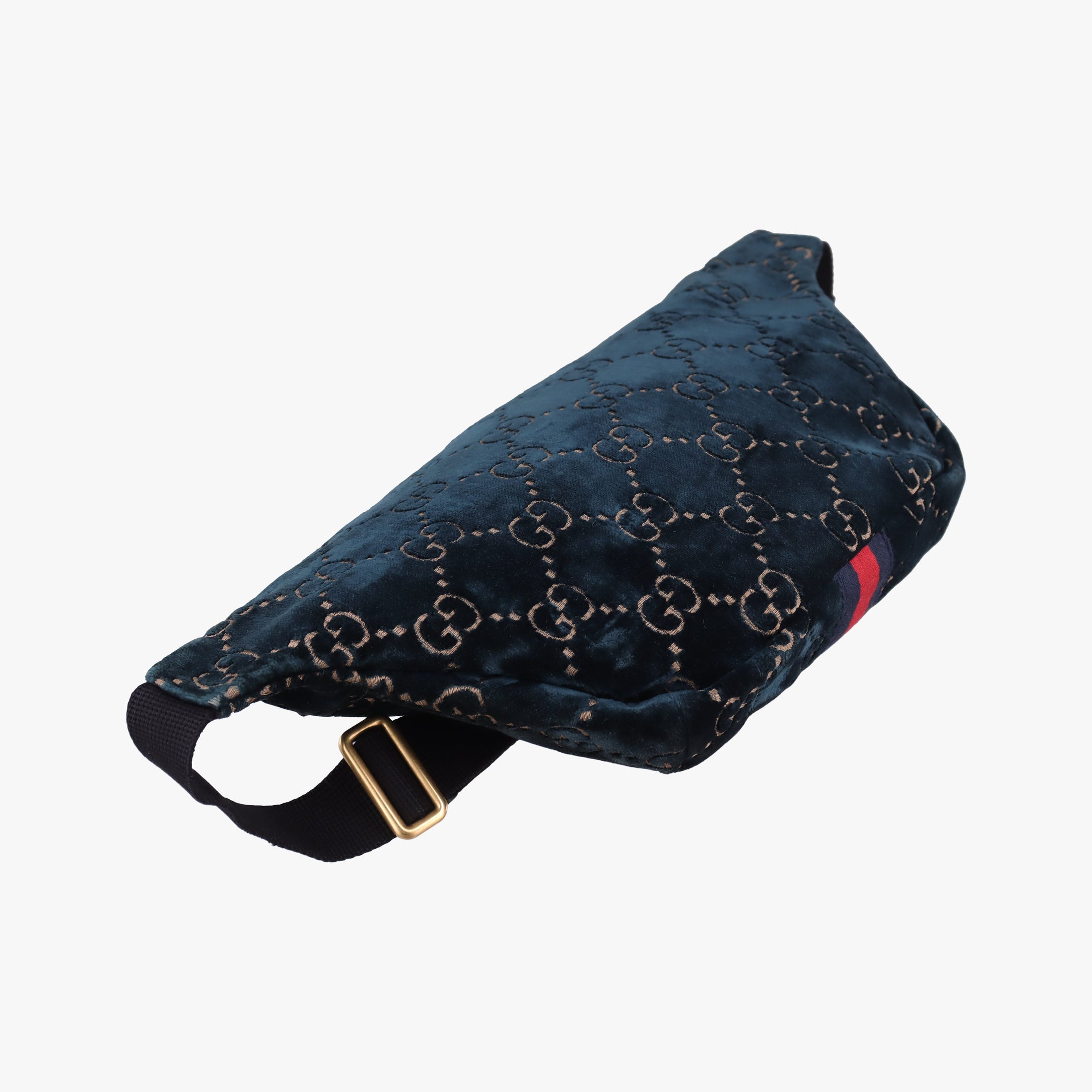 Pre-owned Gucci GG Velvet Blue Tweed × Leather 574968 bum bag/waist bag | stylenewstar