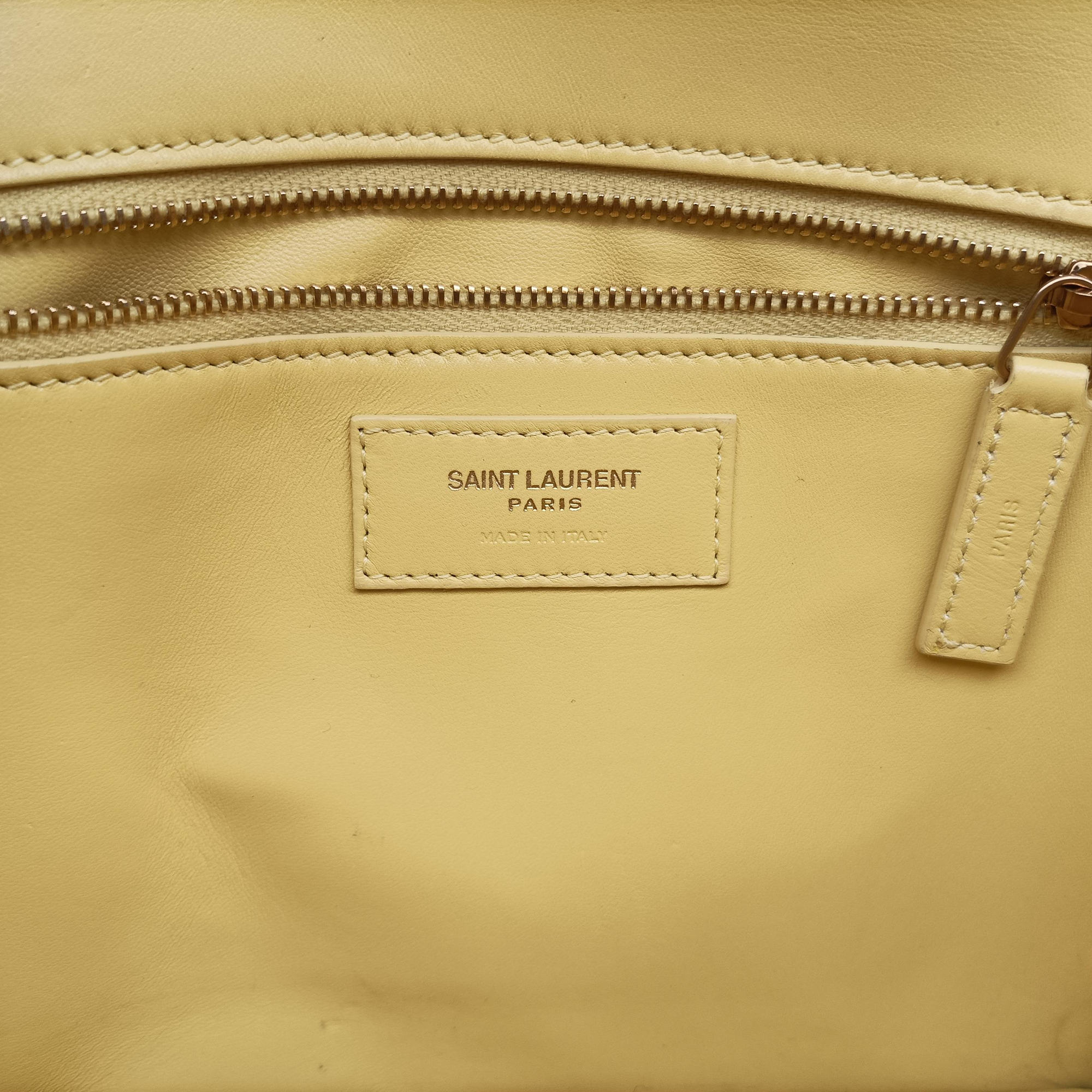 Pre-owned Celine LE Carre TAUPE BOX Yellow Leather  shoulderbag | stylenewstar