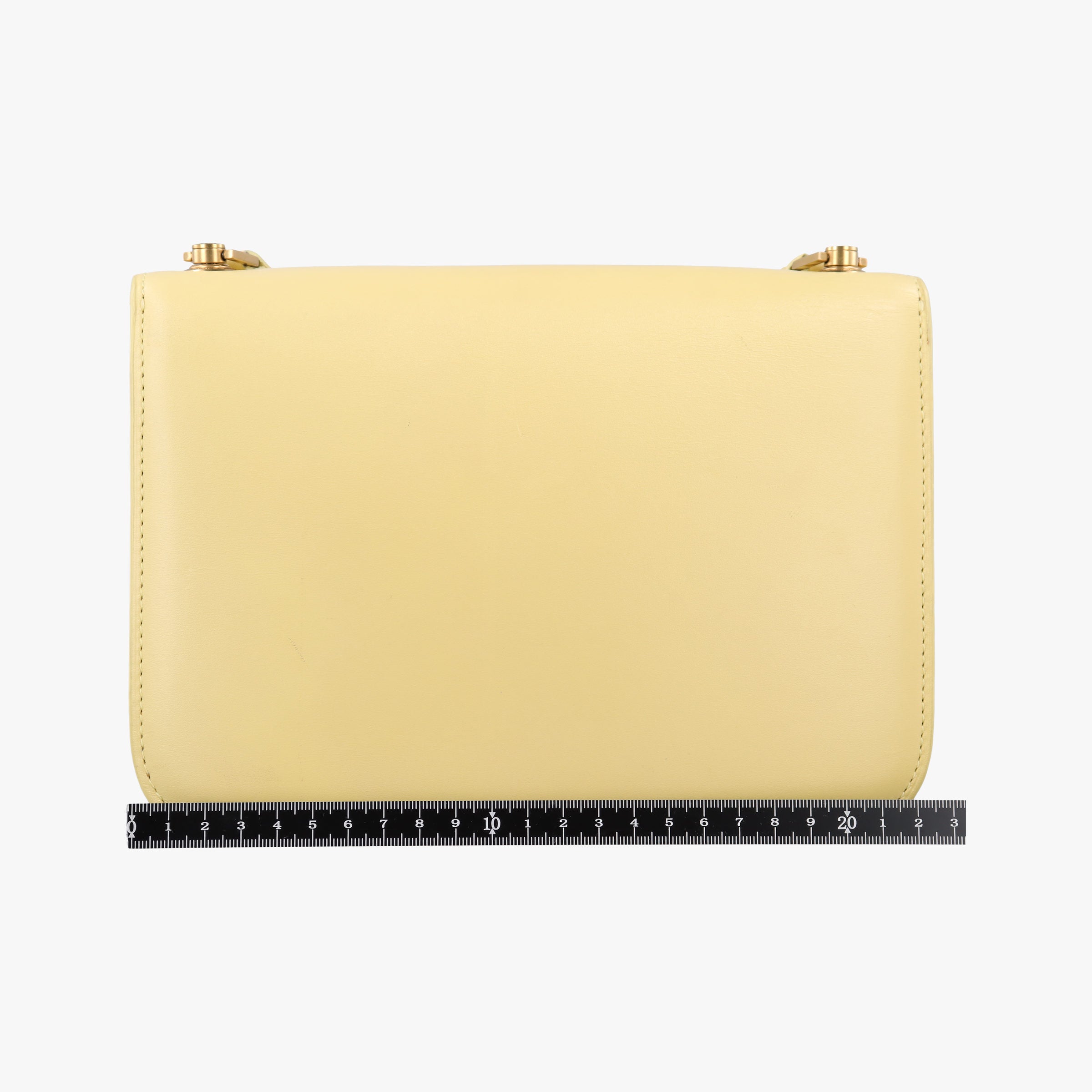 Pre-owned Celine LE Carre TAUPE BOX Yellow Leather  shoulderbag | stylenewstar