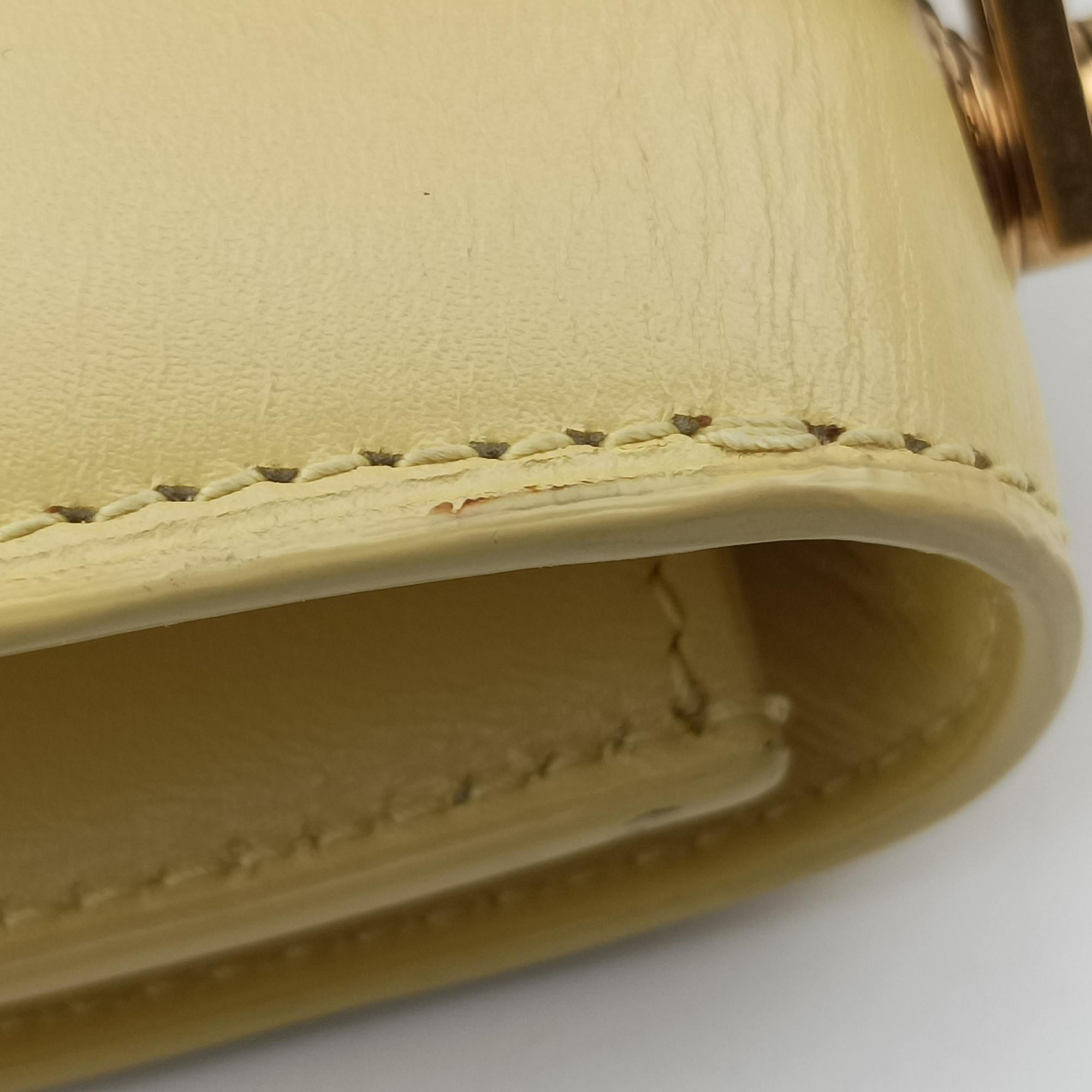 Pre-owned Celine LE Carre TAUPE BOX Yellow Leather  shoulderbag | stylenewstar
