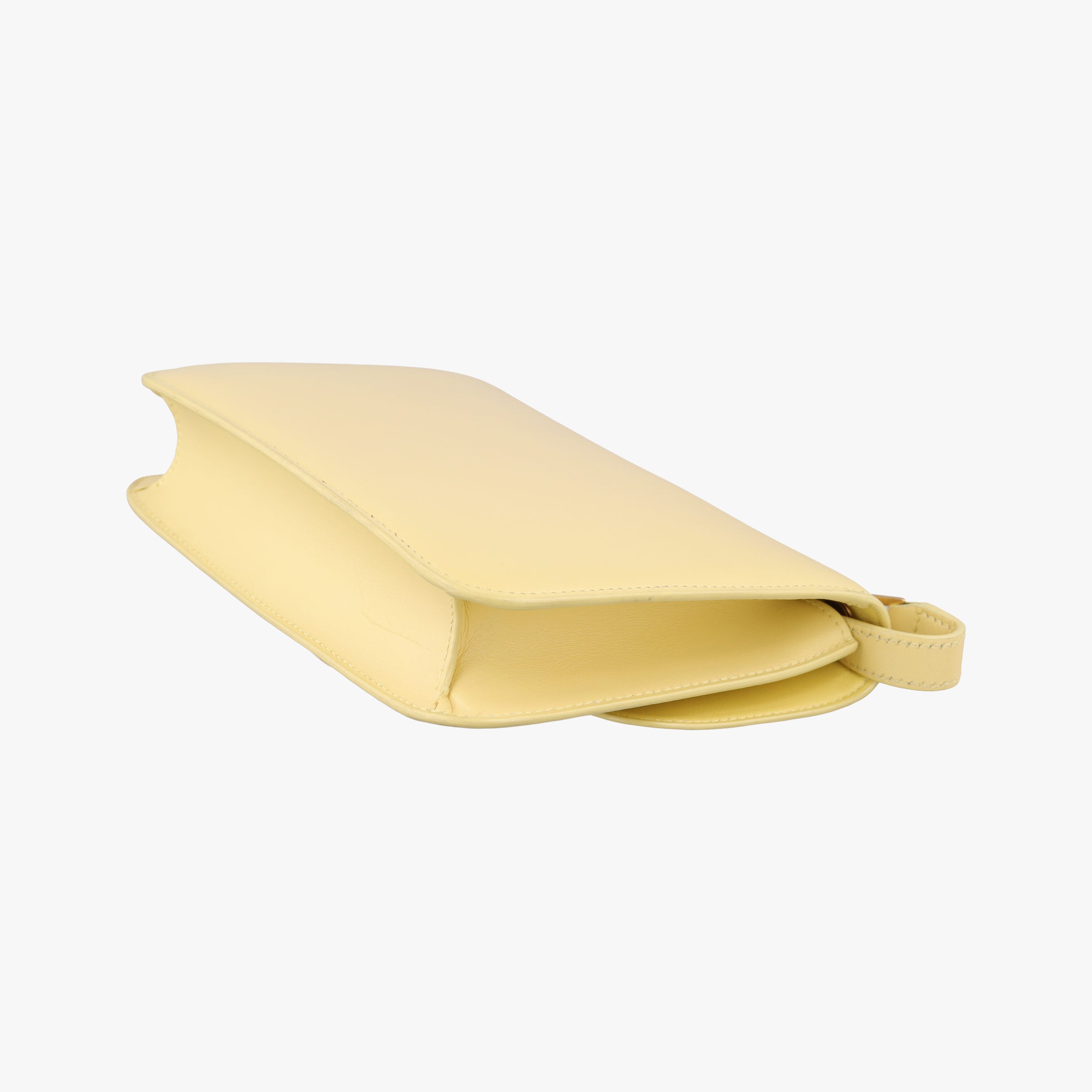 Pre-owned Celine LE Carre TAUPE BOX Yellow Leather  shoulderbag | stylenewstar