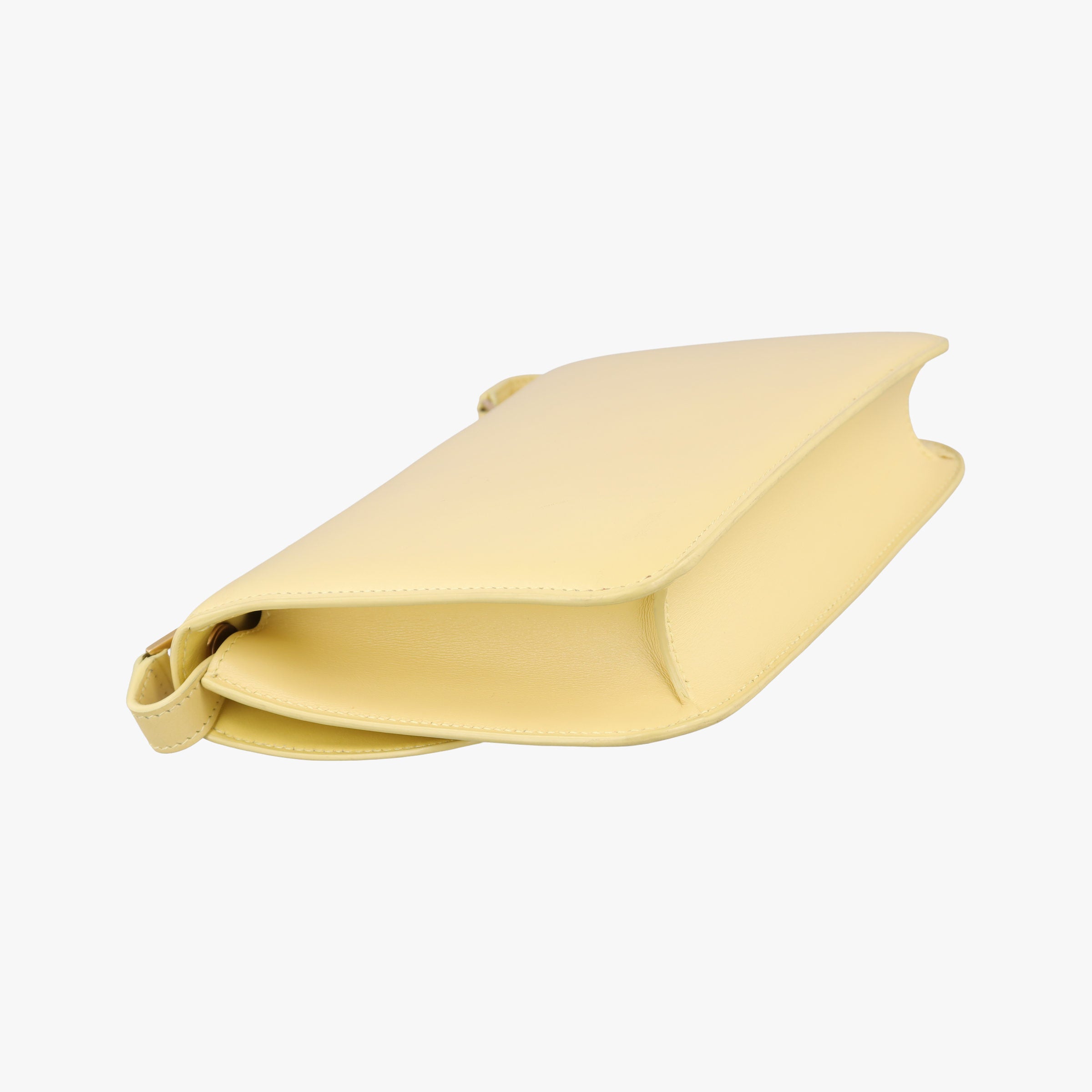 Pre-owned Celine LE Carre TAUPE BOX Yellow Leather  shoulderbag | stylenewstar