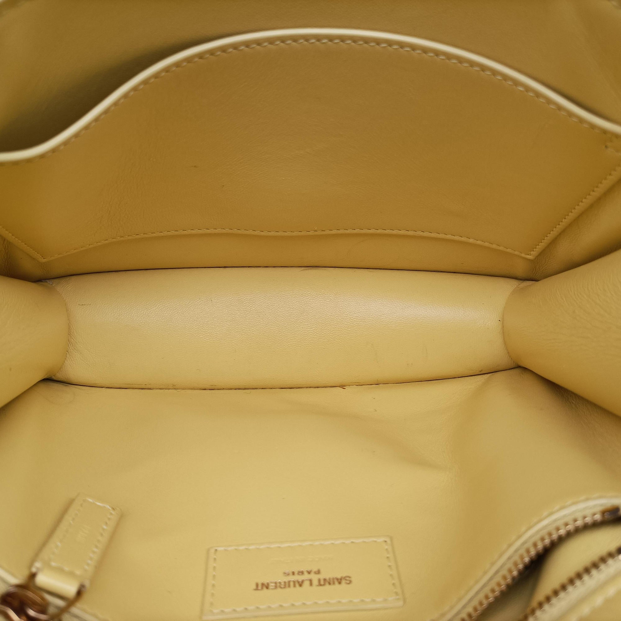 Pre-owned Celine LE Carre TAUPE BOX Yellow Leather  shoulderbag | stylenewstar