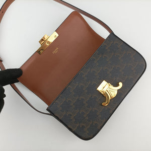 Pre-owned Celine TRIOMPHE Brown PVC coated canvas  shoulderbag | stylenewstar